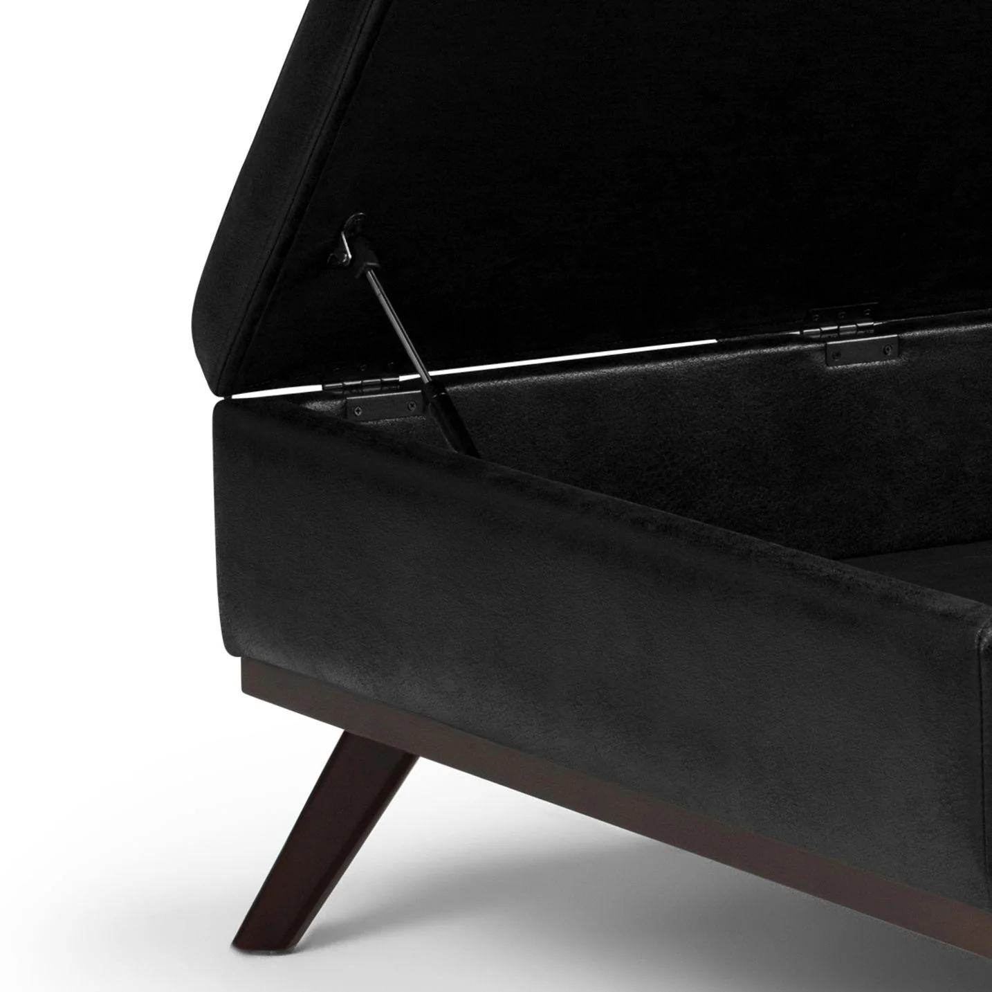 Owen - Square Coffee Table Storage Ottoman - Distressed Black - Image 3