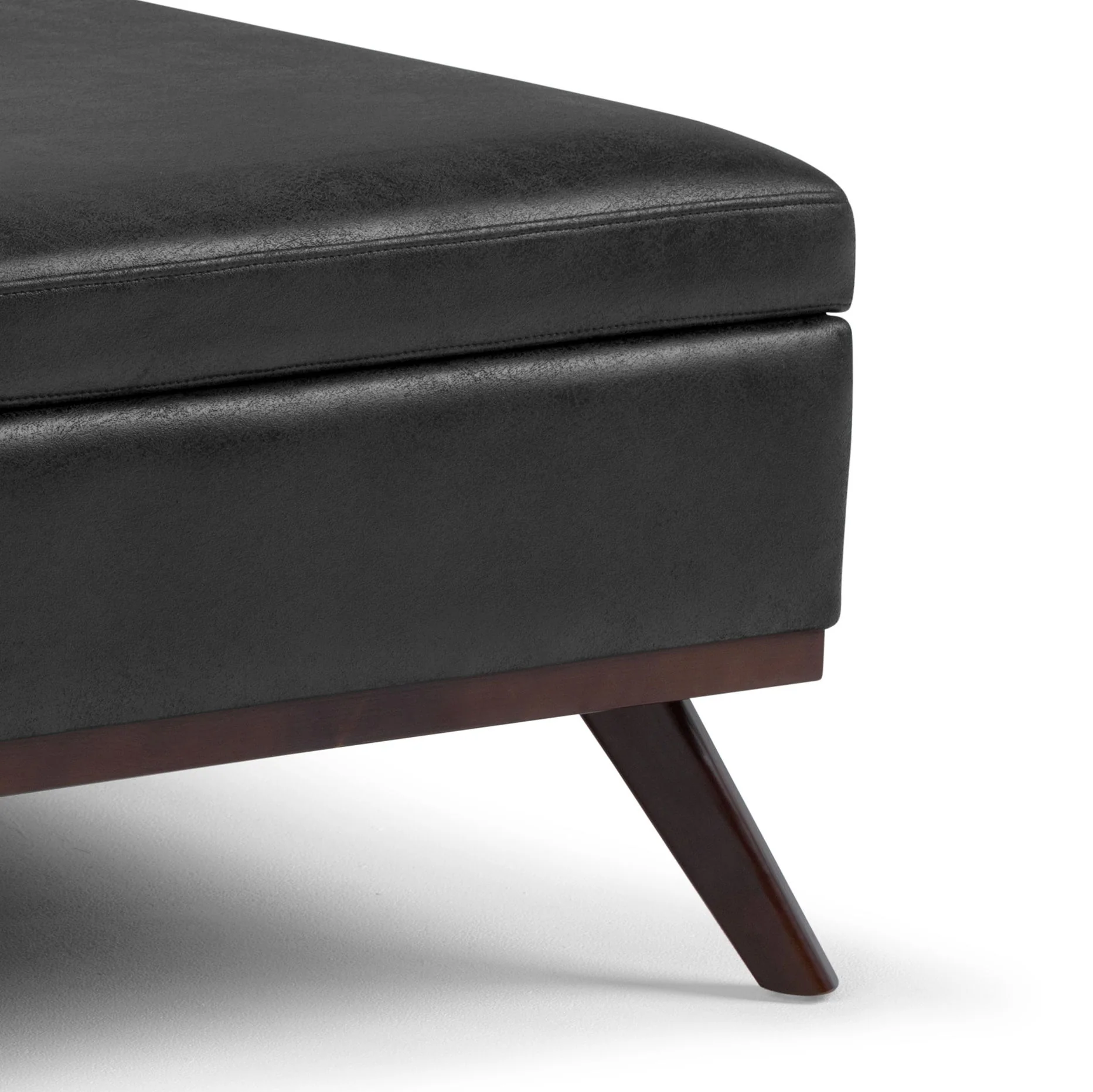 Owen - Square Coffee Table Storage Ottoman - Distressed Black - Image 4