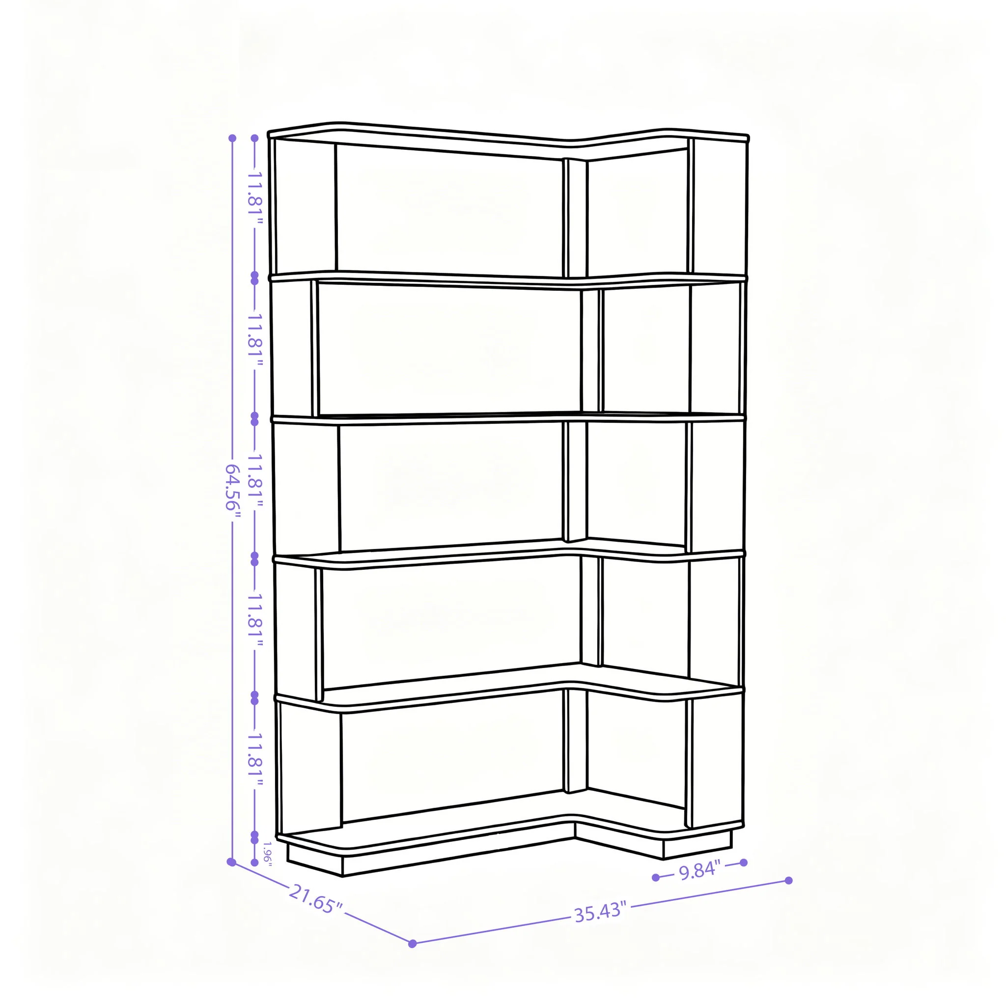 Ox Blood - Red 90Cm L-Shaped Freestanding Corner Bookshelf With Anti Tip Safety, Storage Cabinet For Living Room - Ox Blood Red - Image 4