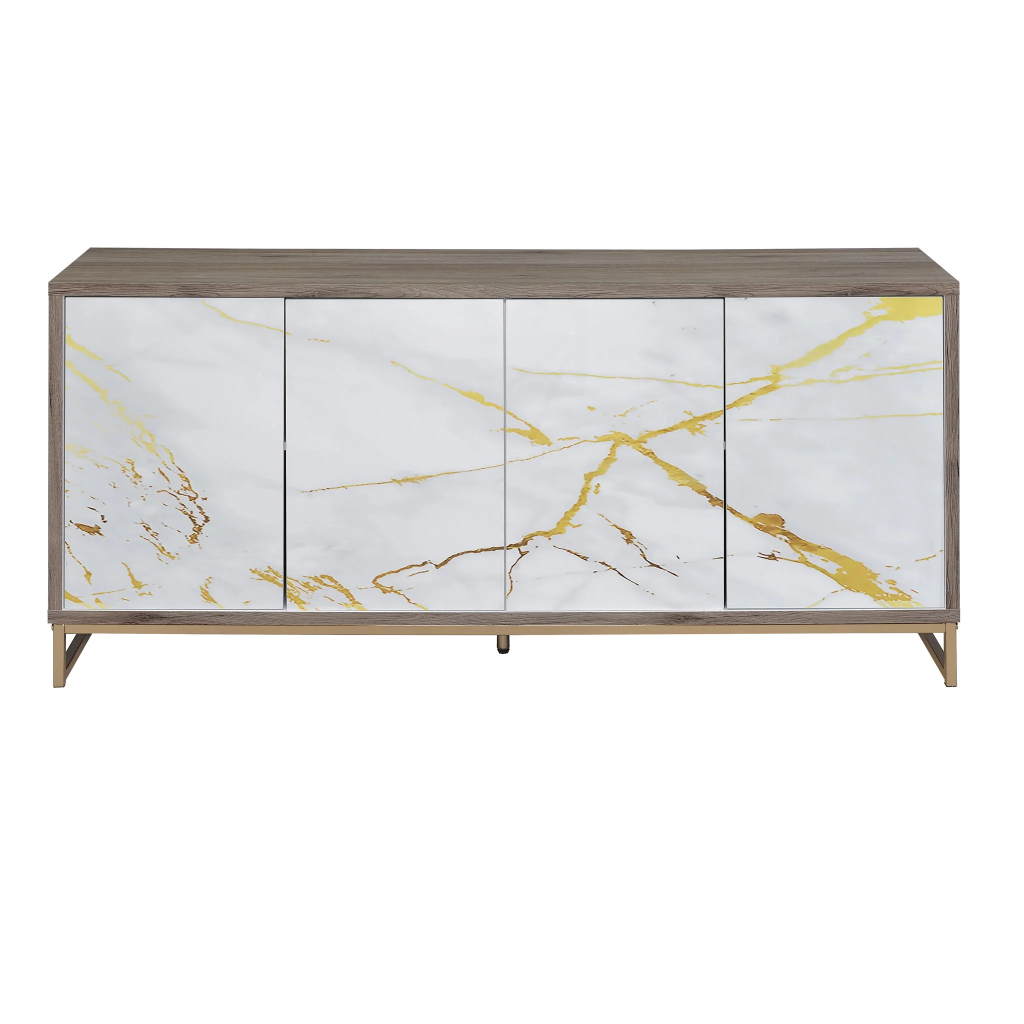 Paavan - Console Cabinet - White / ChampagneChampagne - Image 4