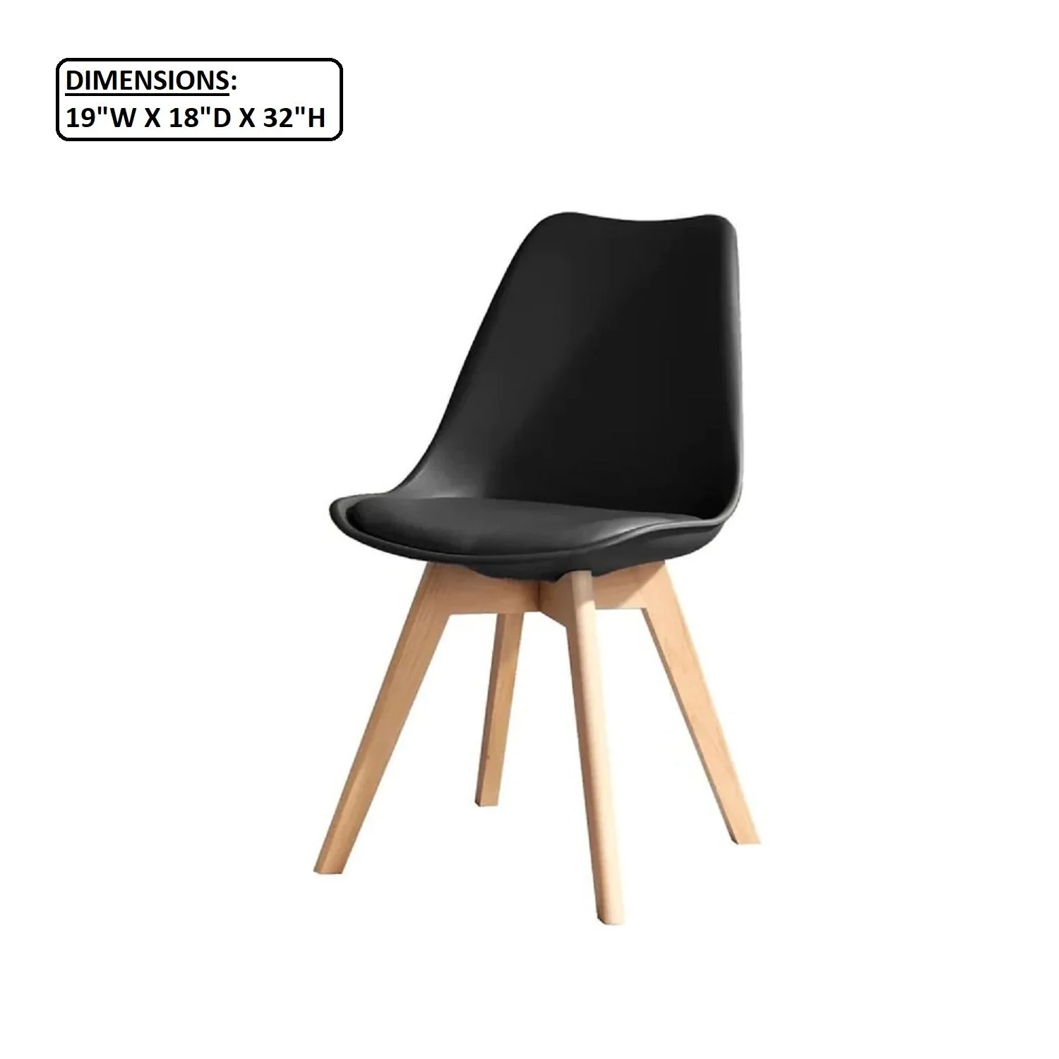 Padded Seat Cushions Home Kitchen Side Chair (Set of 2) - Black - Image 3