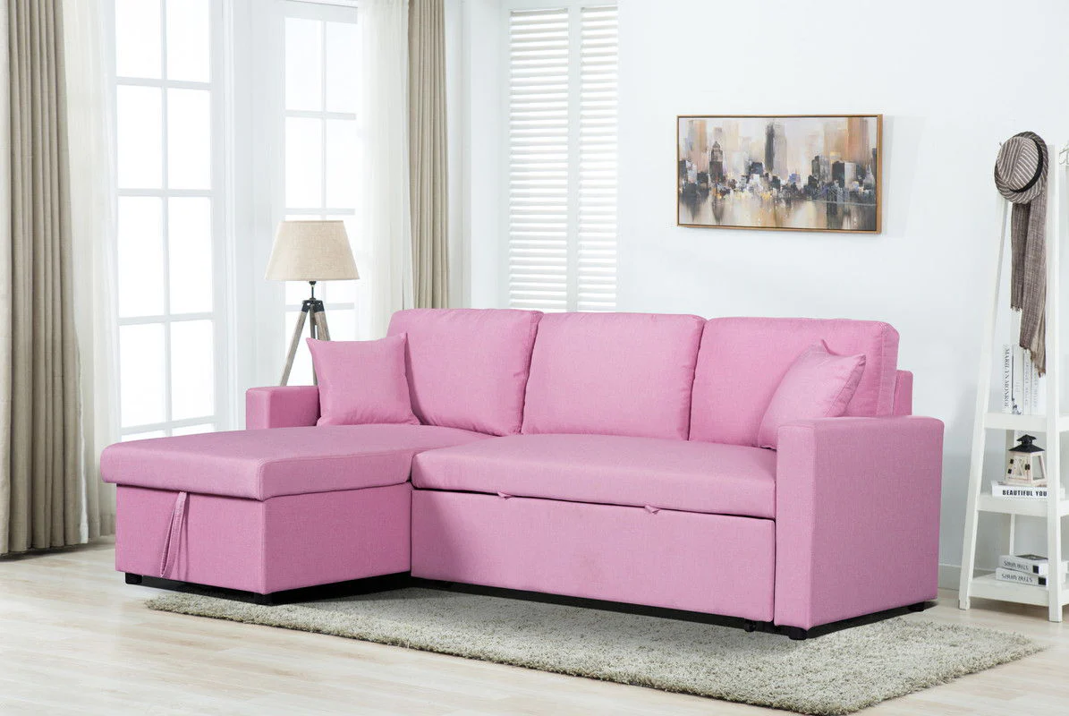 Paisley - Fabric Reversible Sleeper Sectional Sofa With Storage Chaise - Image 10