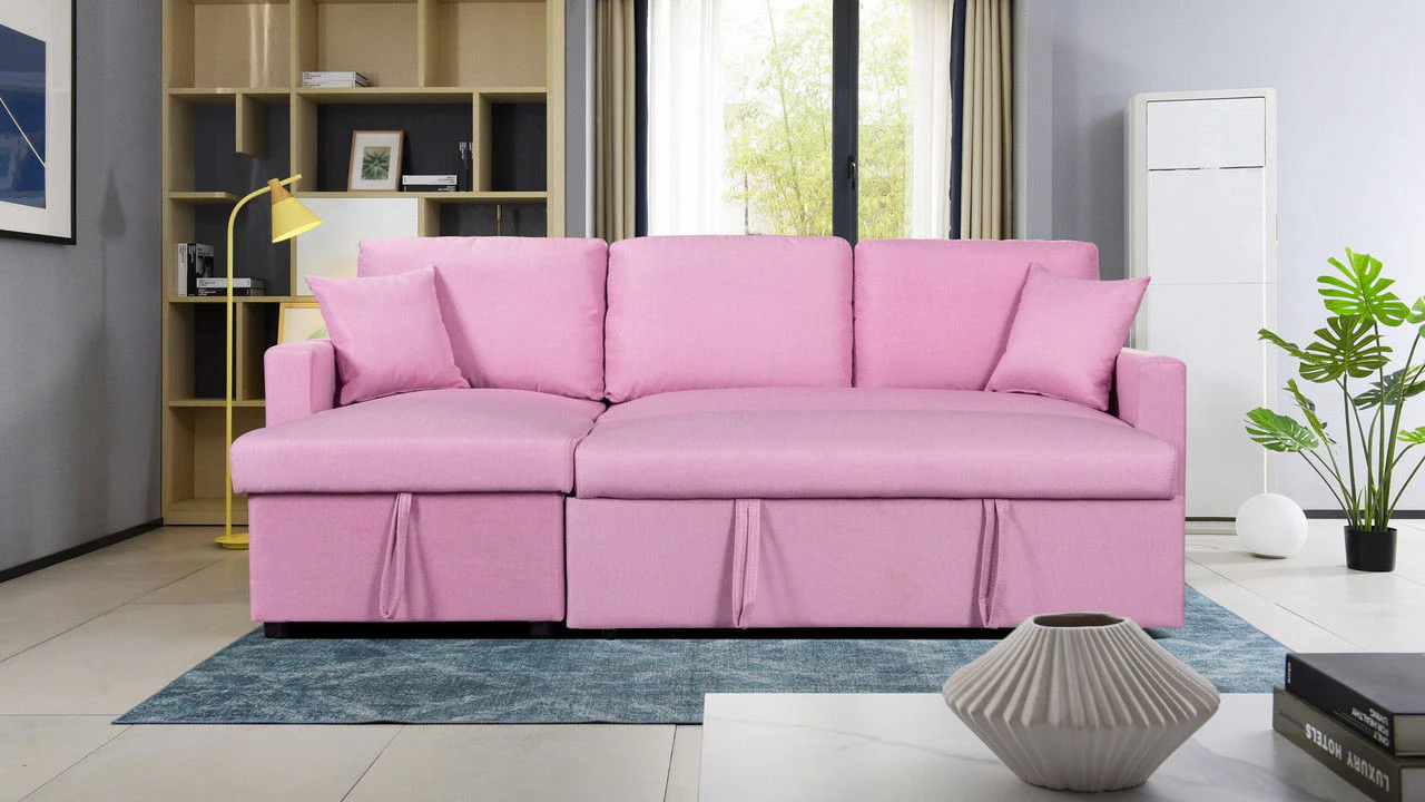 Paisley - Fabric Reversible Sleeper Sectional Sofa With Storage Chaise - Image 16