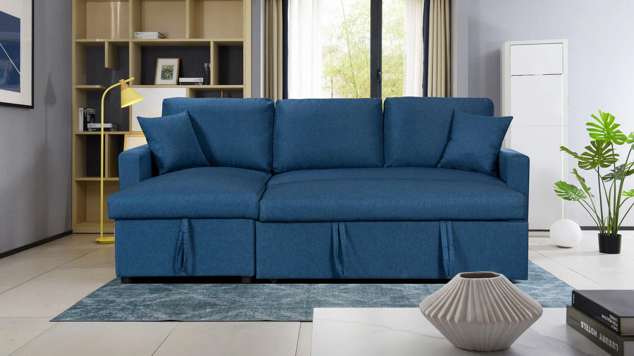 Paisley - Fabric Reversible Sleeper Sectional Sofa With Storage Chaise - Image 5