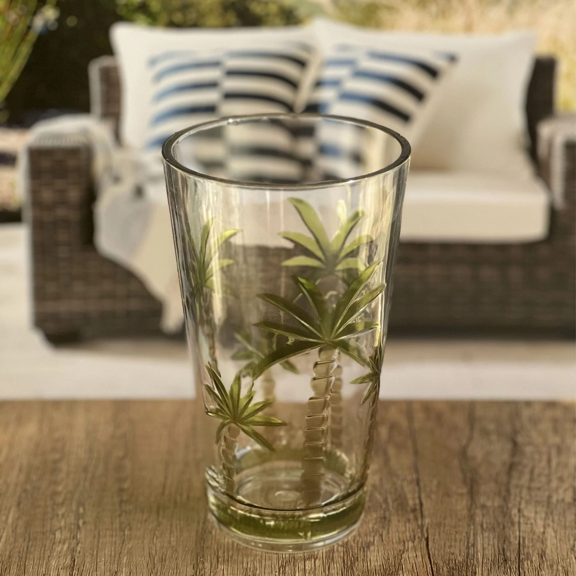 Palm Tree Design Acrylic Hi Ball Glasses Plastic, Bpa Free (Set of 4), 20Oz - Clear - Image 3