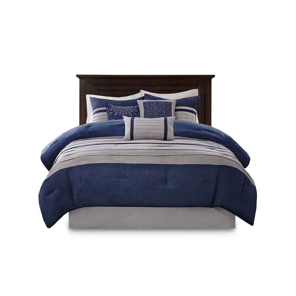 Palmer - California King Piece Comforter (Set of 7) - Blue - Image 4