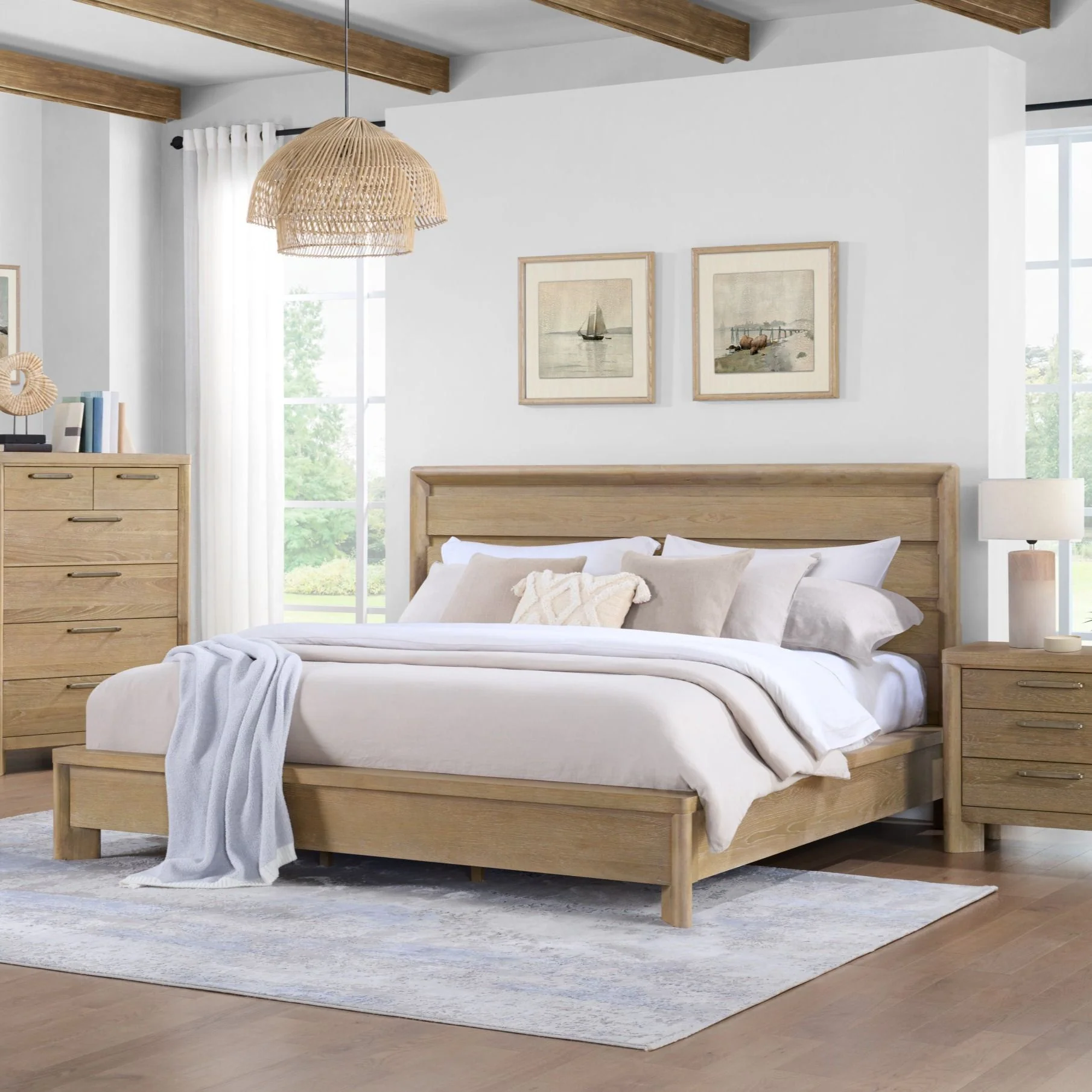 Panel Bed Frame With Unique Headboard And Included Slats - Image 2