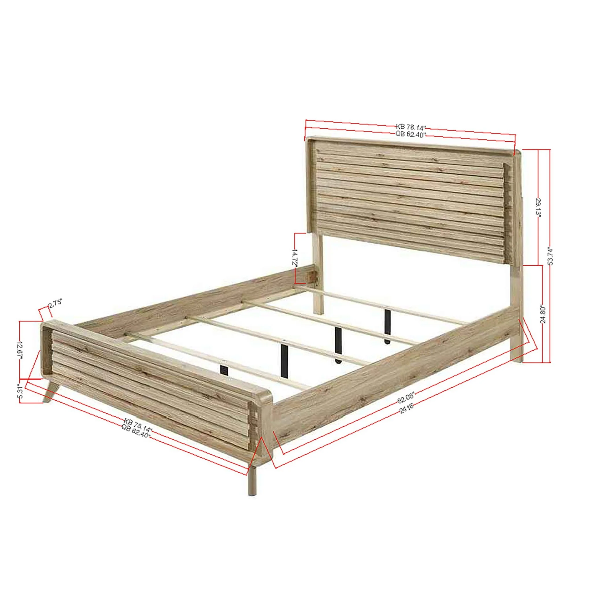 Panel Bed With Slatted Headboard And Footboard - Image 2