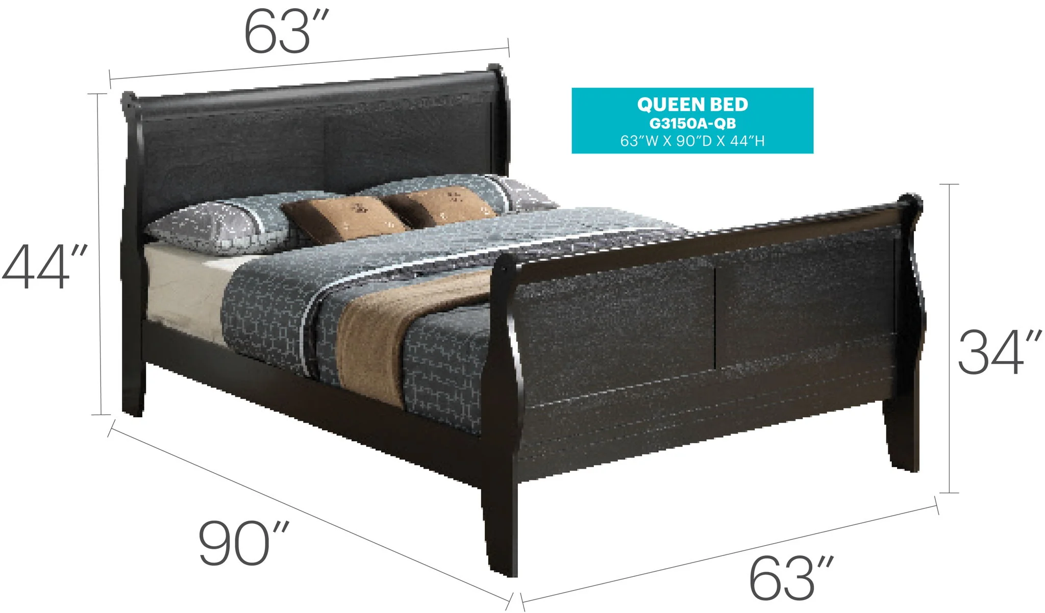 Panel Sleigh Bed - Image 44