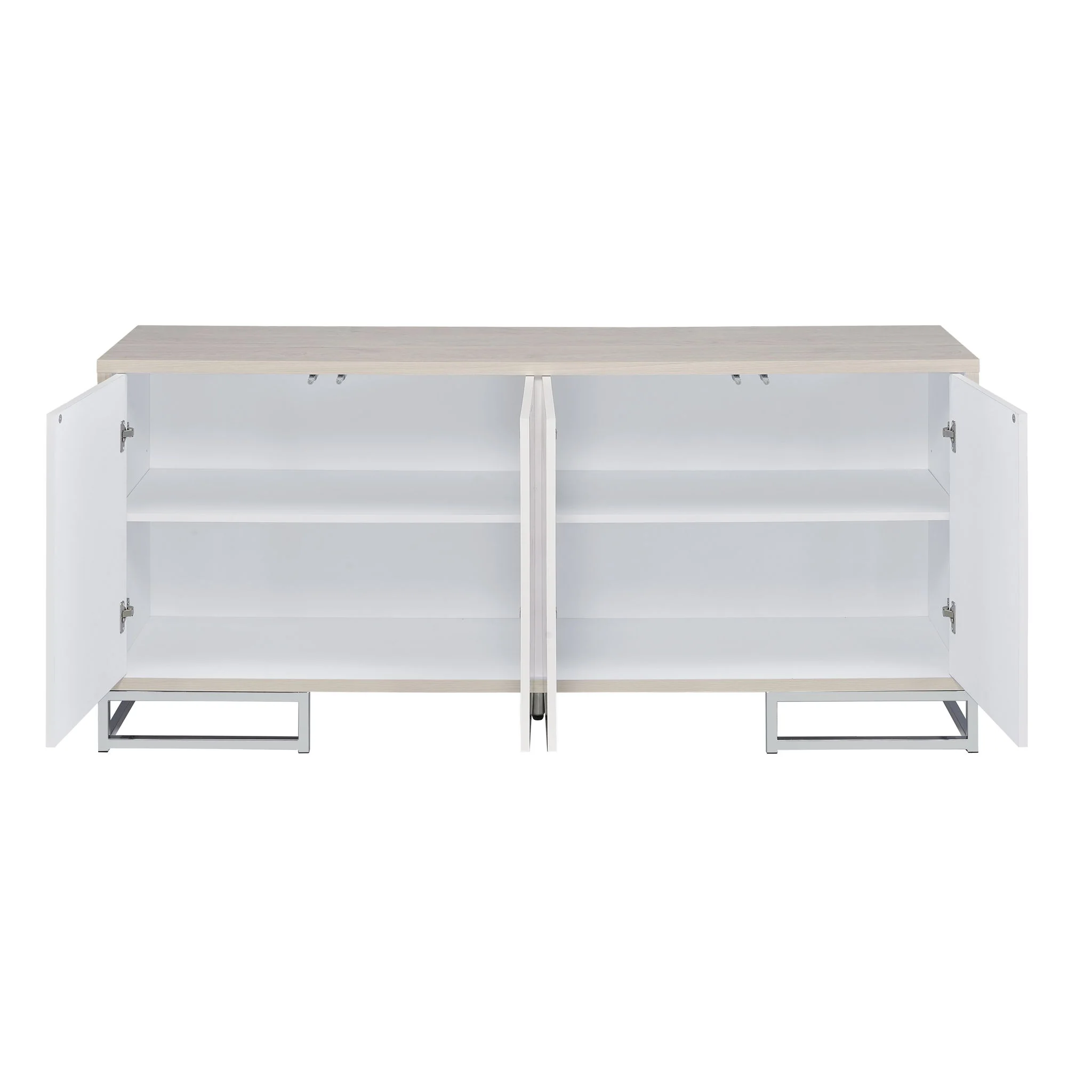 Panos - Console Cabinet - White Marcle / Chrome - Image 4