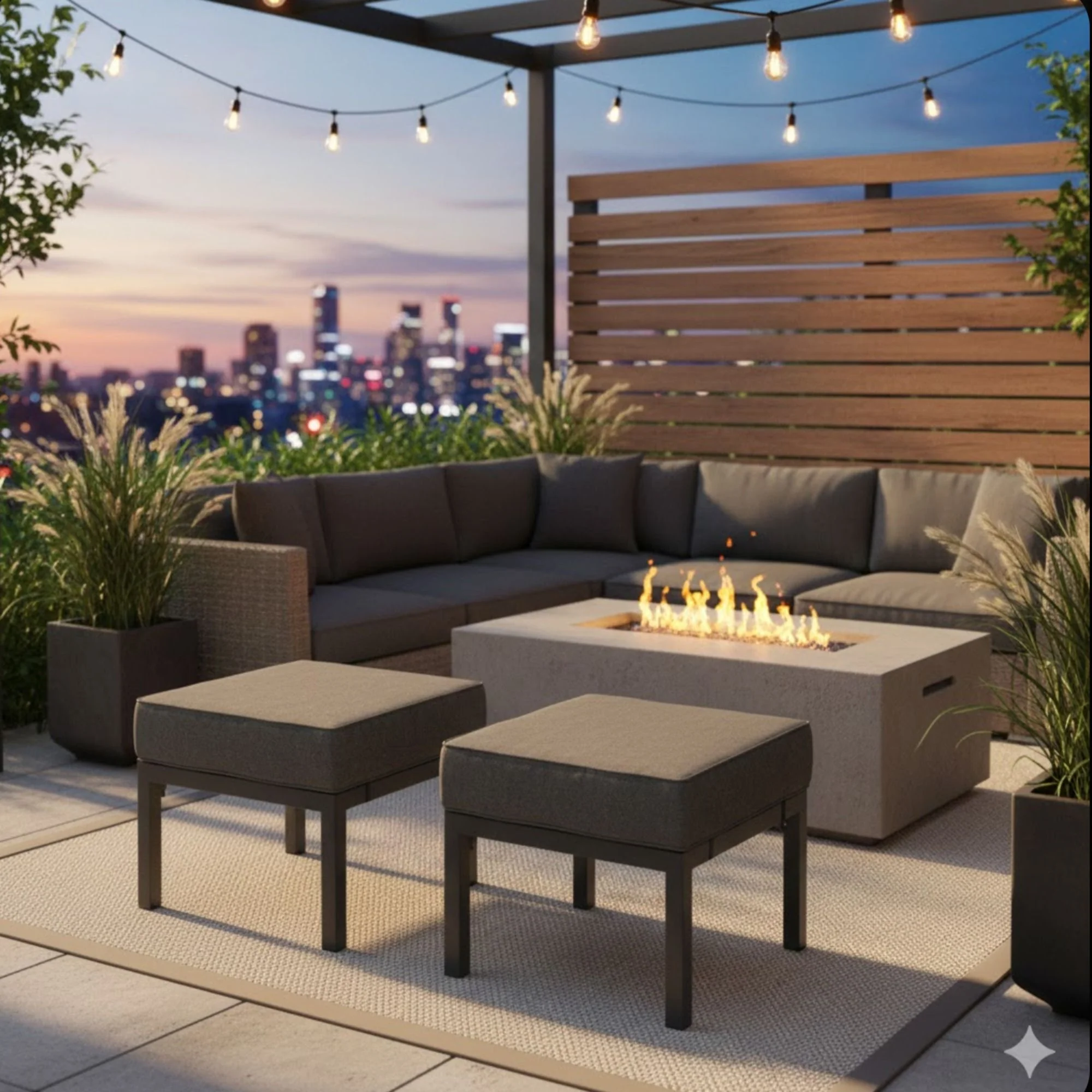 Patio Ottomans With Cushions, All-Weather Footrests (Set of 2) - Image 3