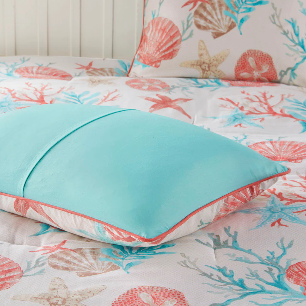 Pebble Beach - Queen 7 Piece Comforter Set - Coral - Image 2
