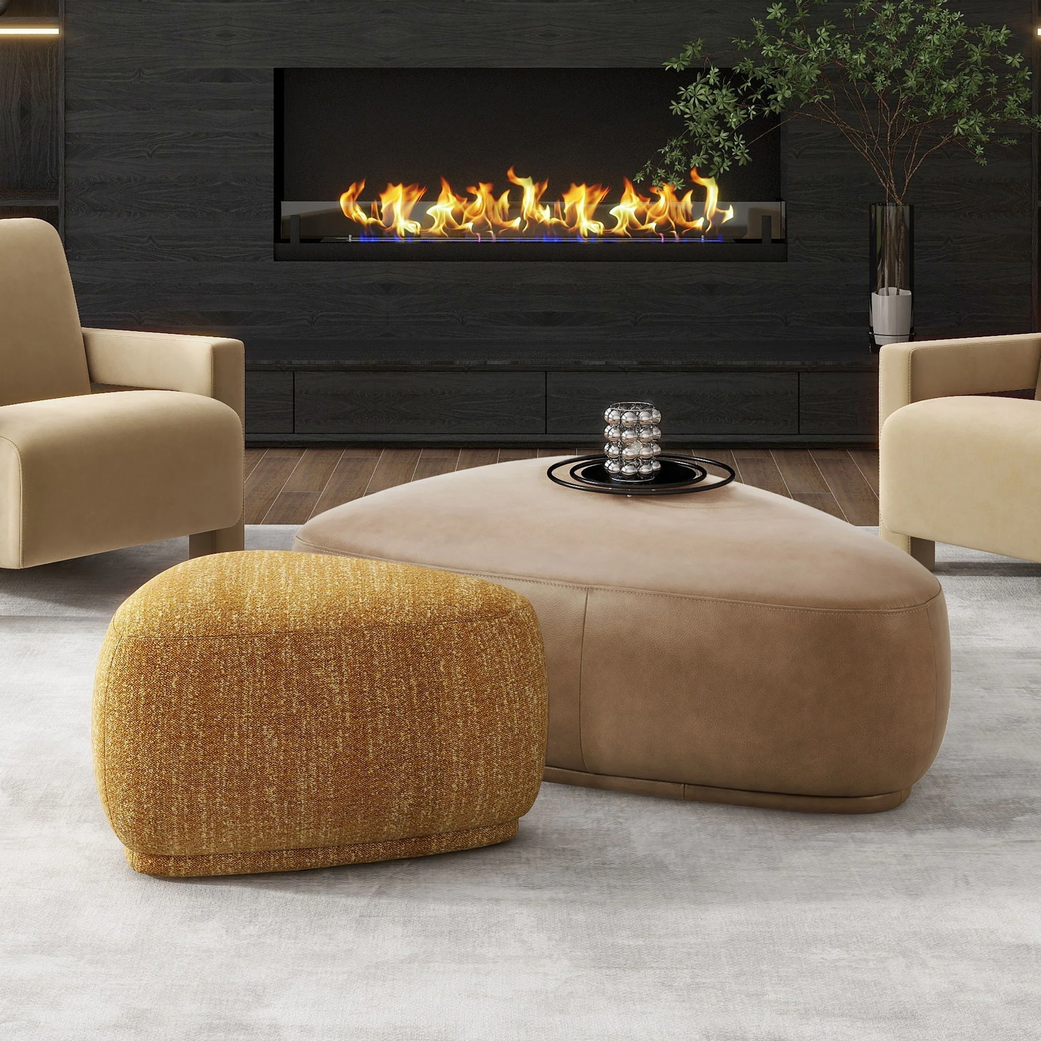 Pebble - Rounded Triangle Cocktail Ottoman - Image 3