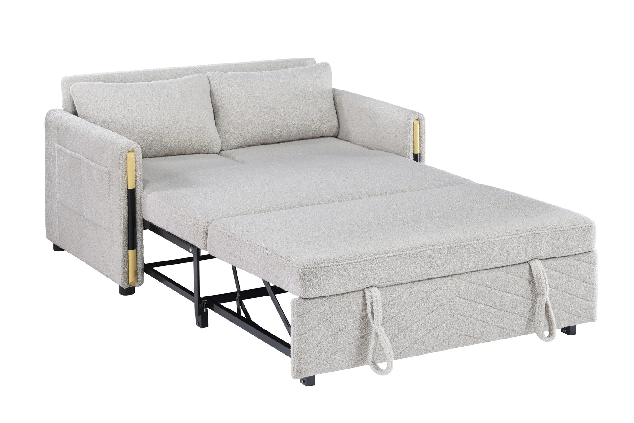 Percy - Teddy Sleeper Loveseat With Dual-Pull Sleeper Design - Image 3
