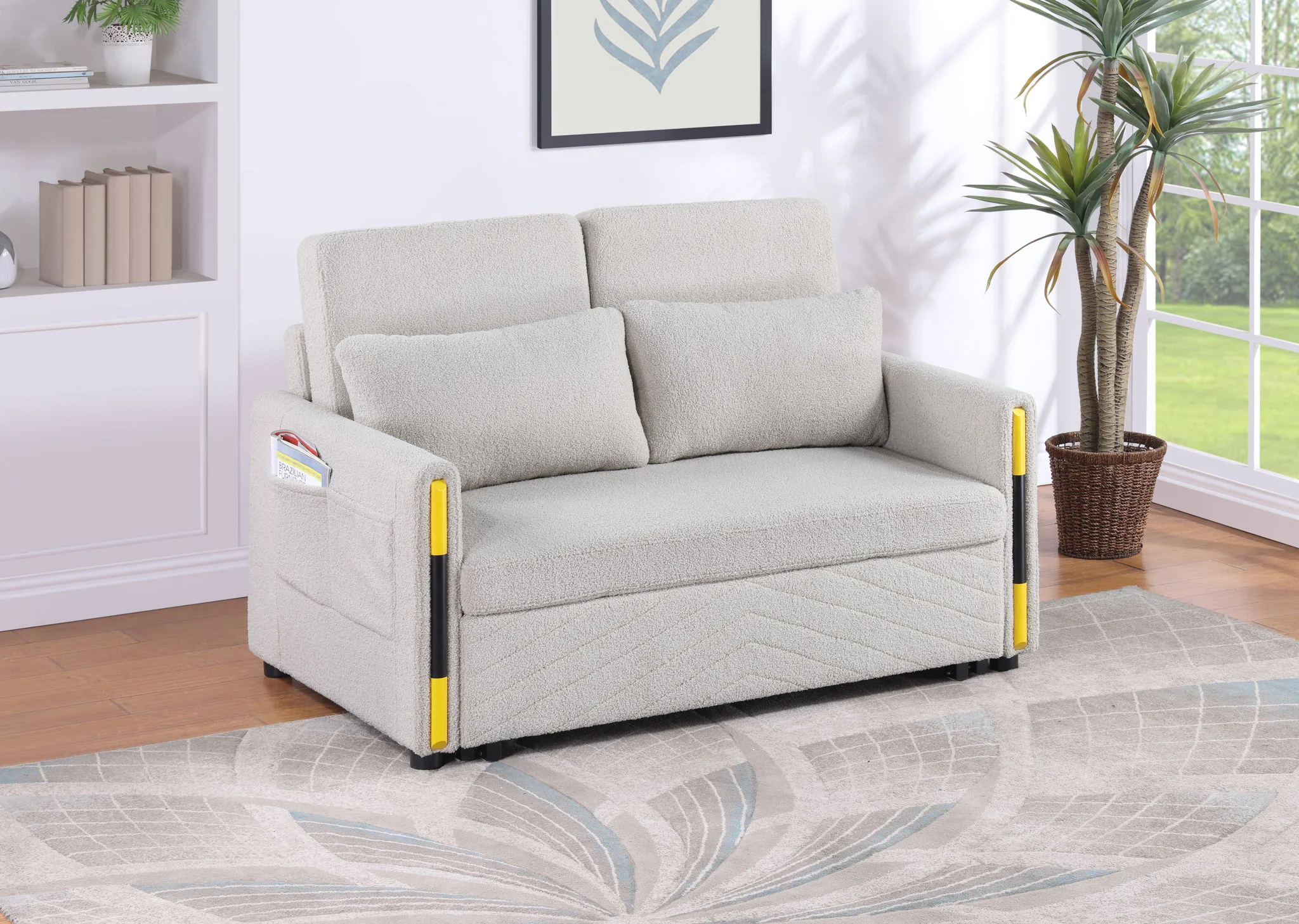 Percy - Teddy Sleeper Loveseat With Dual-Pull Sleeper Design - Image 7