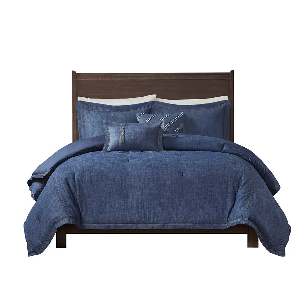 Perry - Queen Oversized Denim Comforter Set - Blue - Image 4