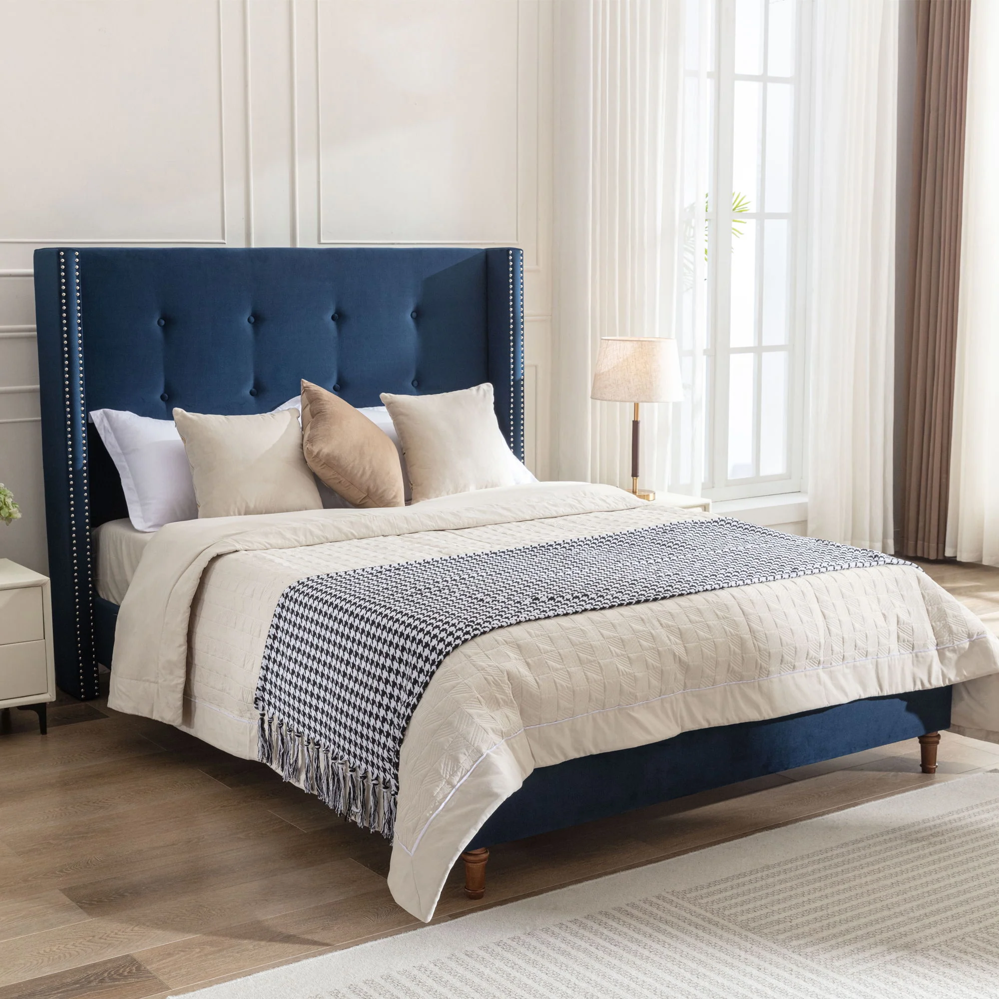 Peyton - Upholstered Bed With 54" High Headboard, Traditional Hand Buttoned Tufting - Image 6