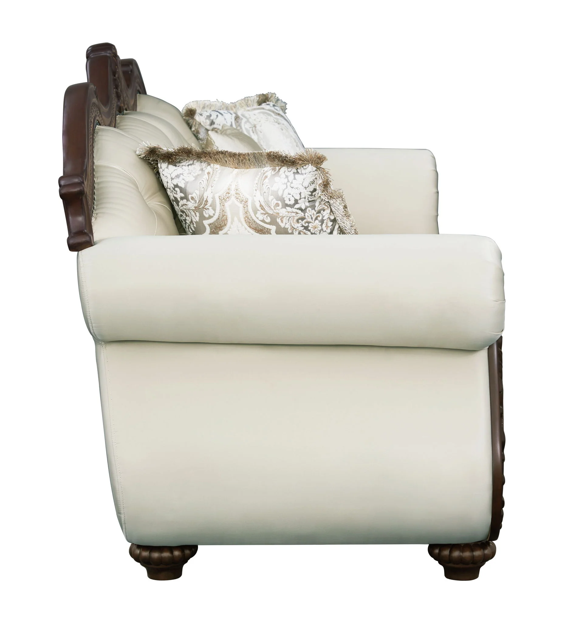 Pierce - Sofa With 5 Pillows - Beige / Cherry - Image 2