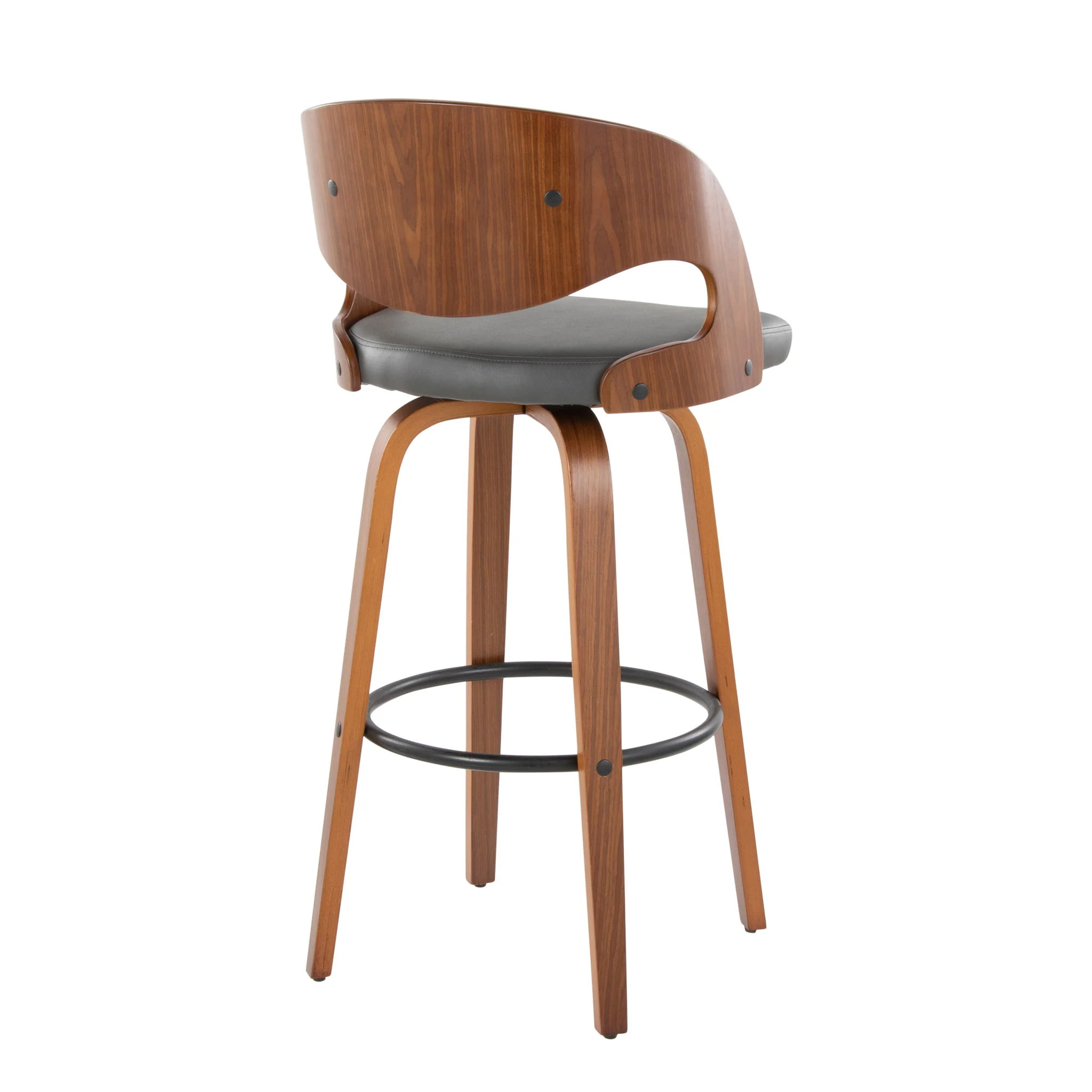 Pino - Mid Century Modern Fixed Height Barstool With Swivel & Round Footrest (Set of 2) - Image 8