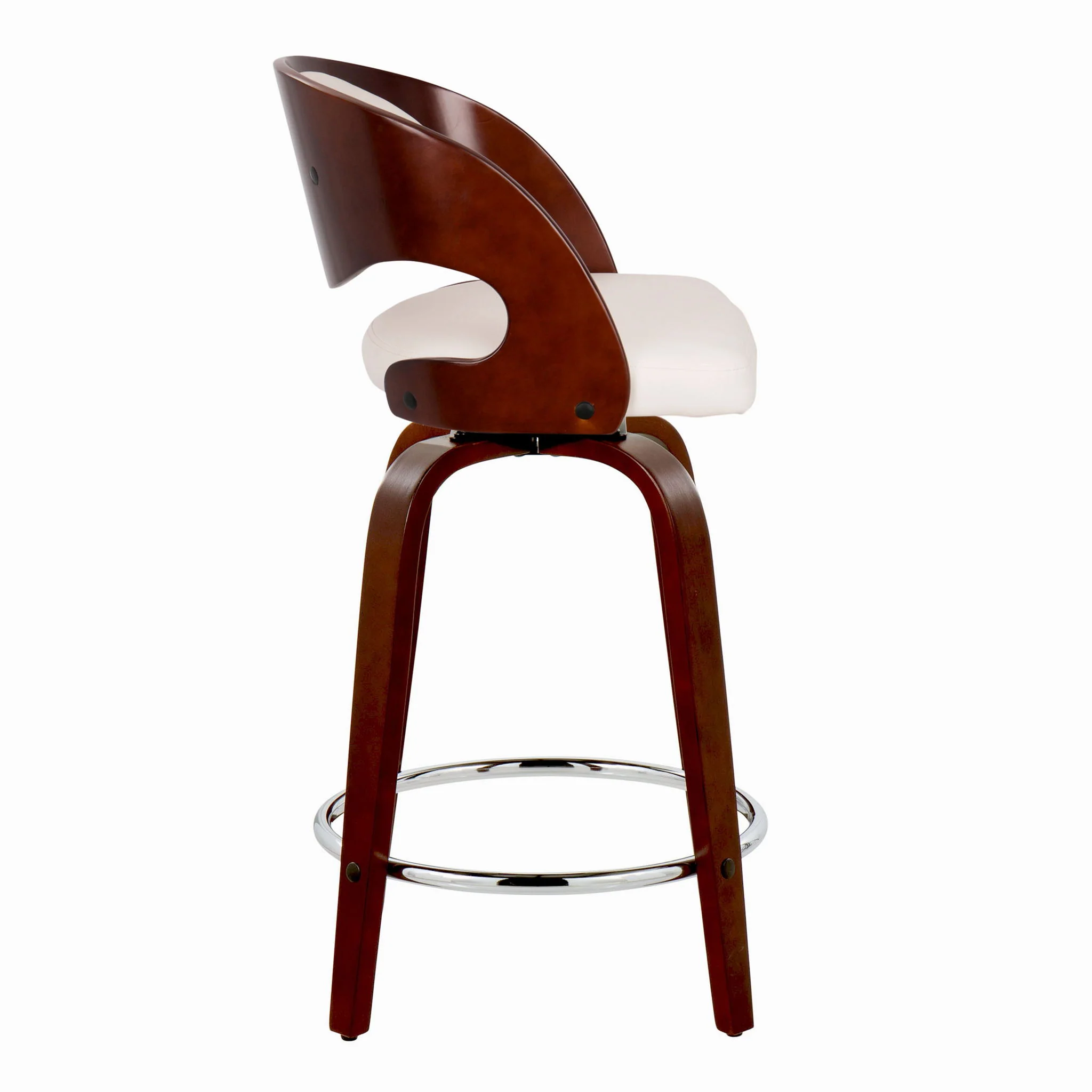 Pino - Mid Century Modern Fixed Height Barstool With Swivel With Round Footrest (Set of 2) - Image 8