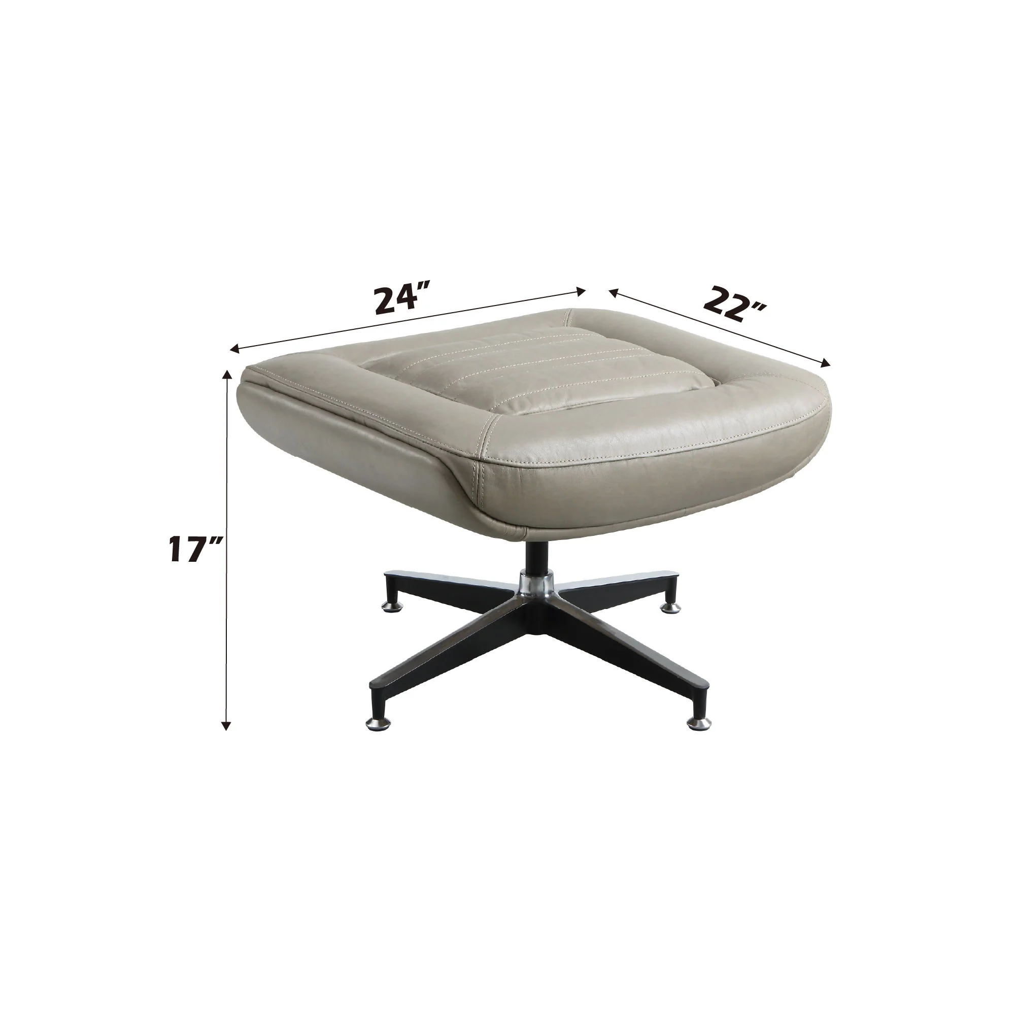 Piran - Twilight Top Grain Leather Accent Chair And Ottoman With Swivel - Gray - Image 4