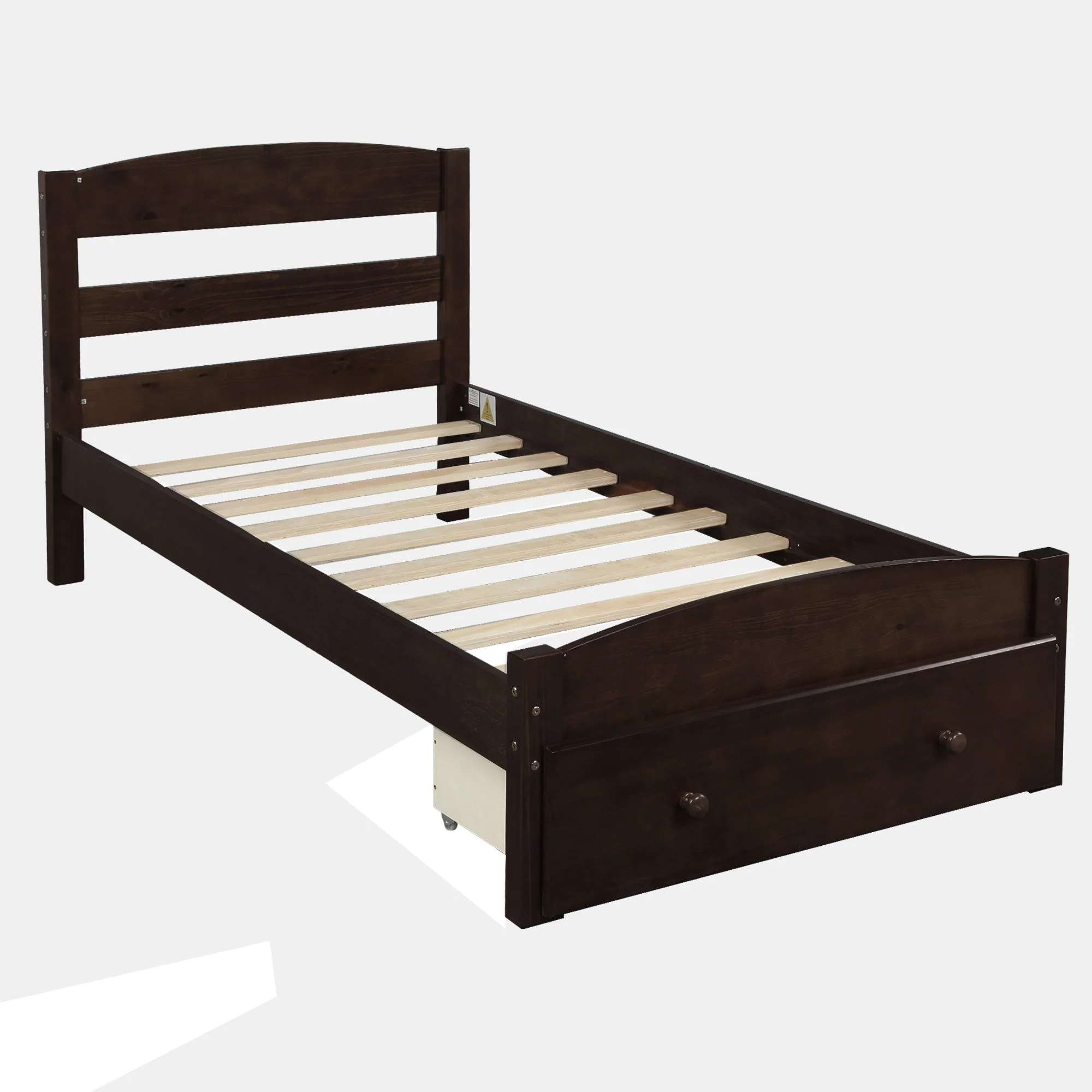 Platform Bed Frame With Storage Drawer And Wood Slat Support No Box Spring Needed - Image 2