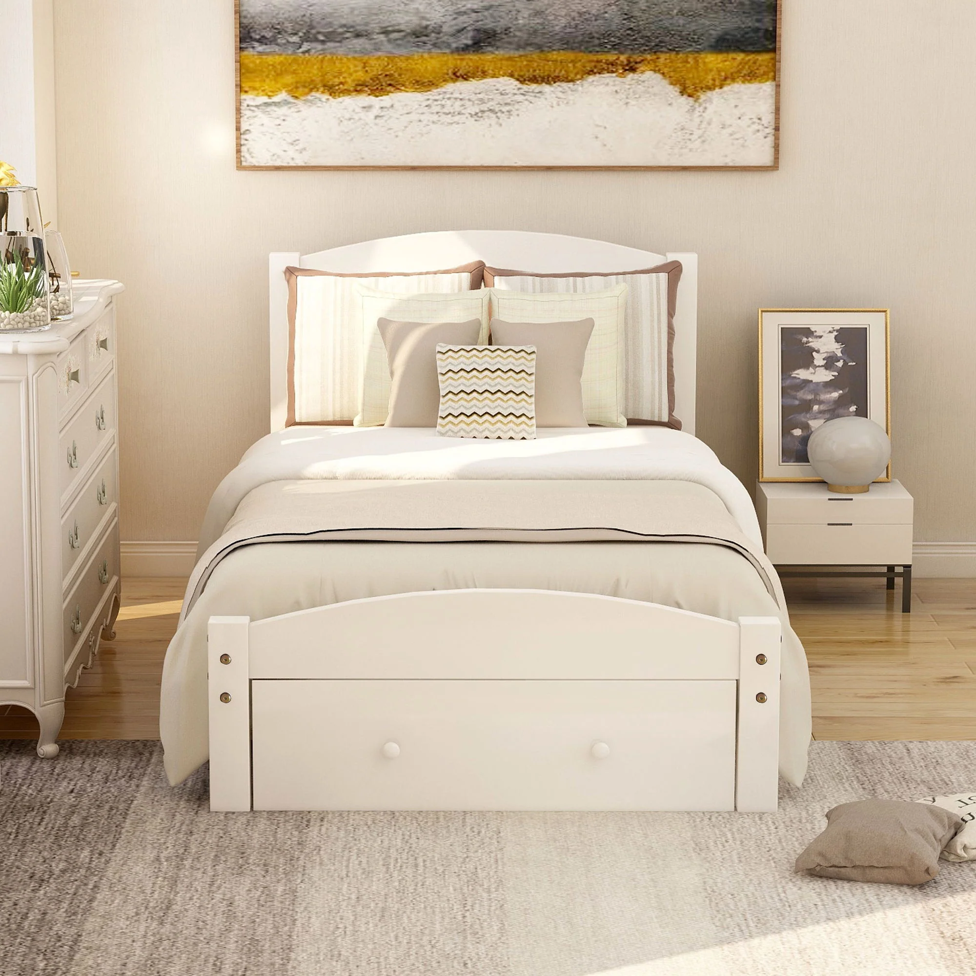 Platform Bed Frame With Storage Drawer And Wood Slat Support No Box Spring Needed - Image 6