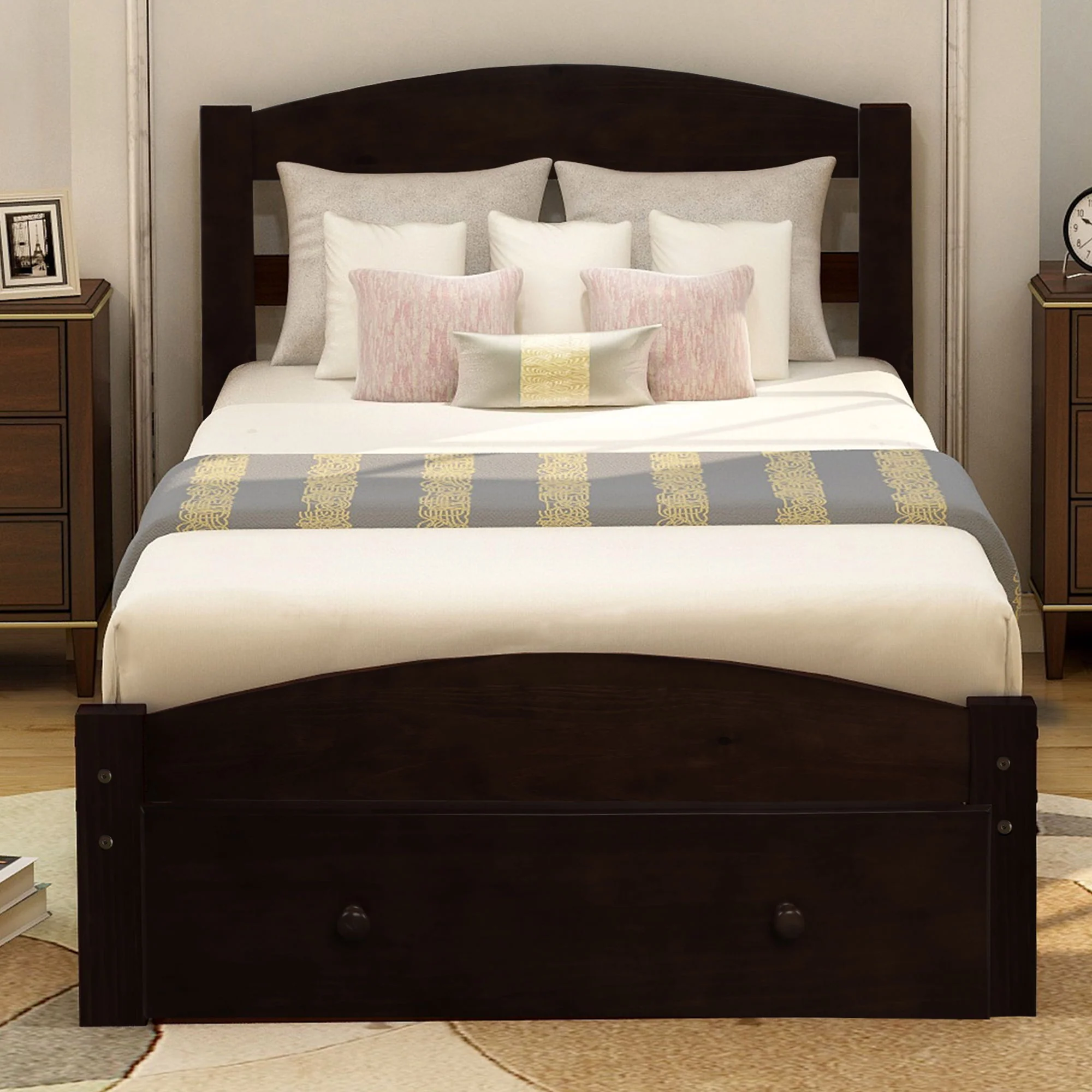 Platform Bed Frame With Storage Drawer And Wood Slat Support No Box Spring Needed - Image 8