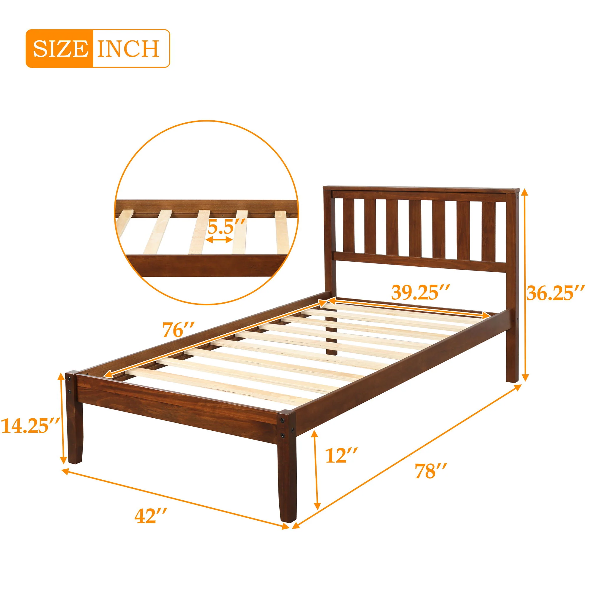 Platform Bed With Headboard, Footboard, Slat Support - Image 3