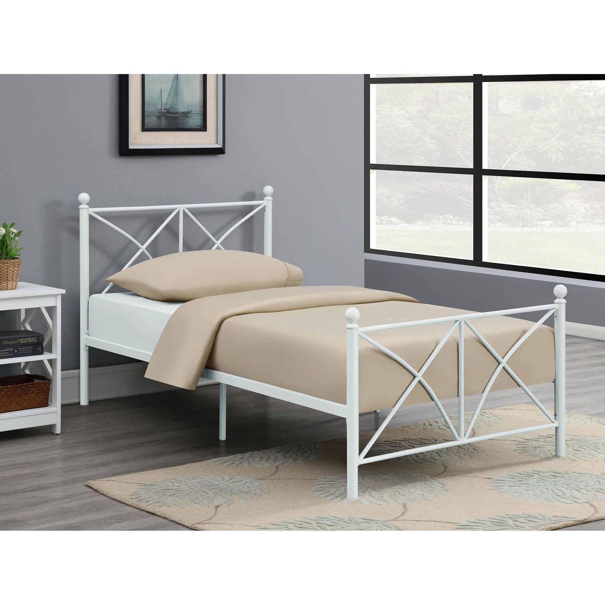 Platform Bed With Modern X-Style Design - Image 2