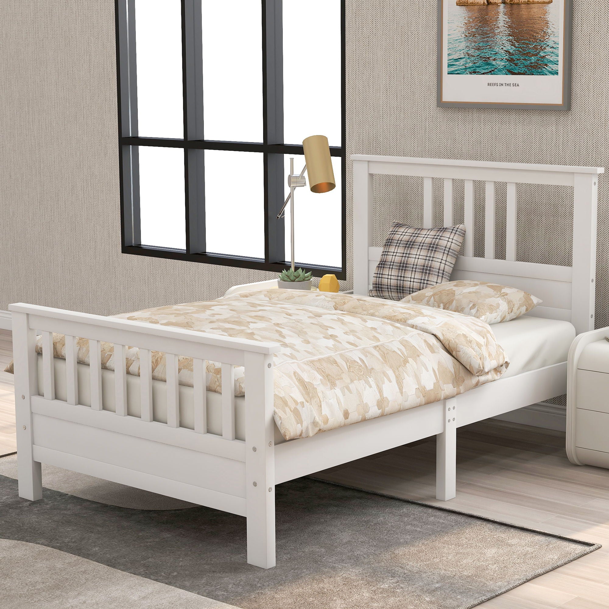 Platform Bed With Paneled Headboard And Footboard - Image 2