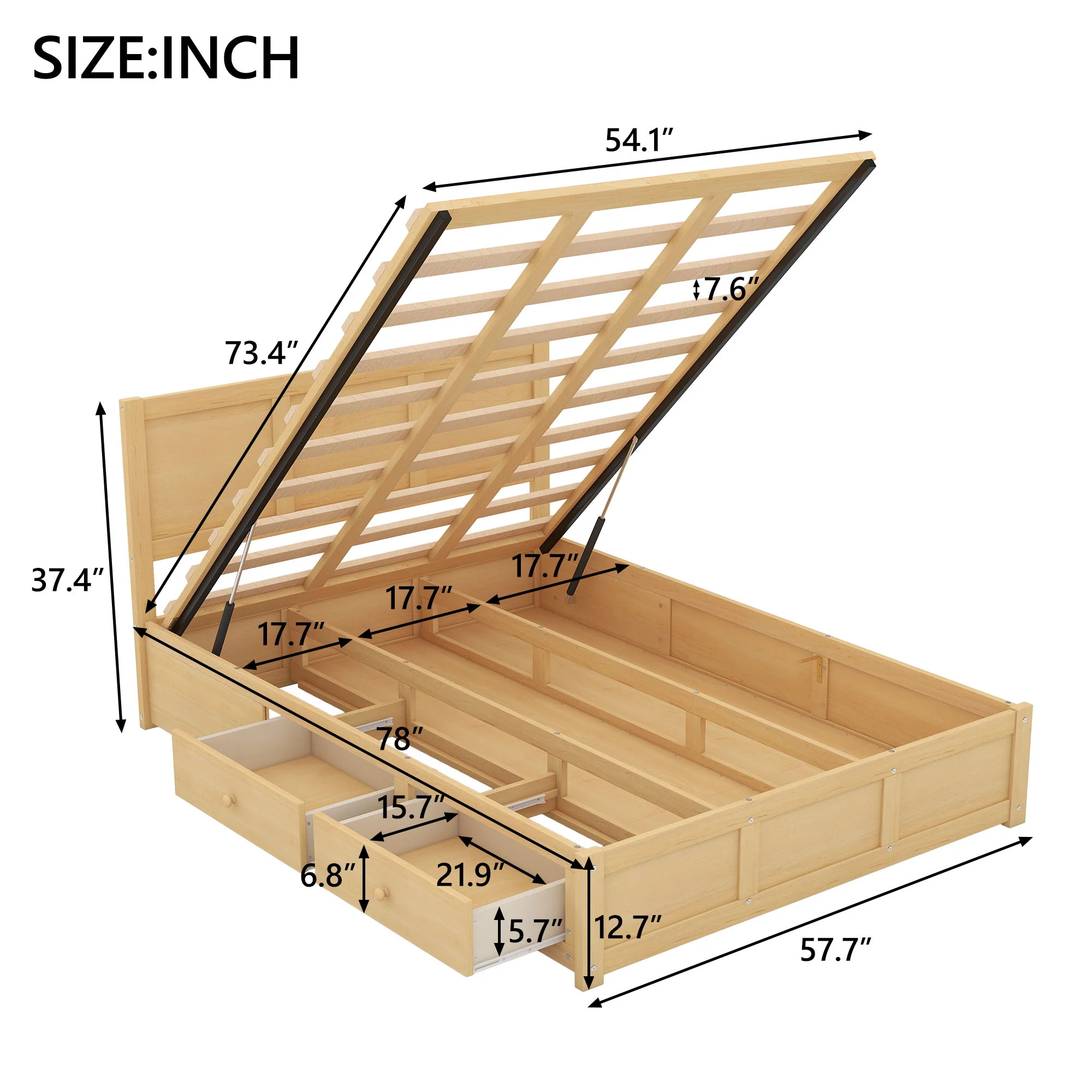 Platform Bed With Underneath Storage And 2 Drawers - Image 3