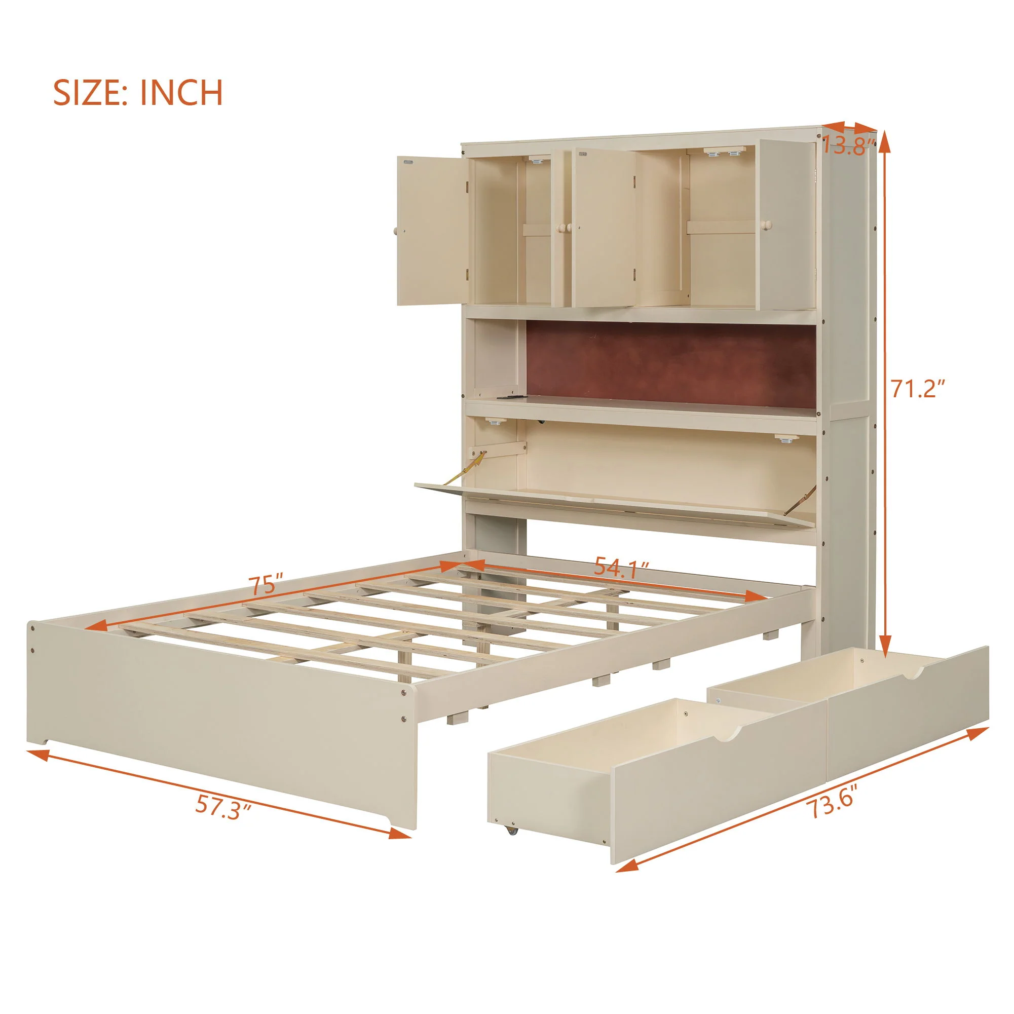 Platform Bed With USB, Storage Headboard & Drawers - Image 5