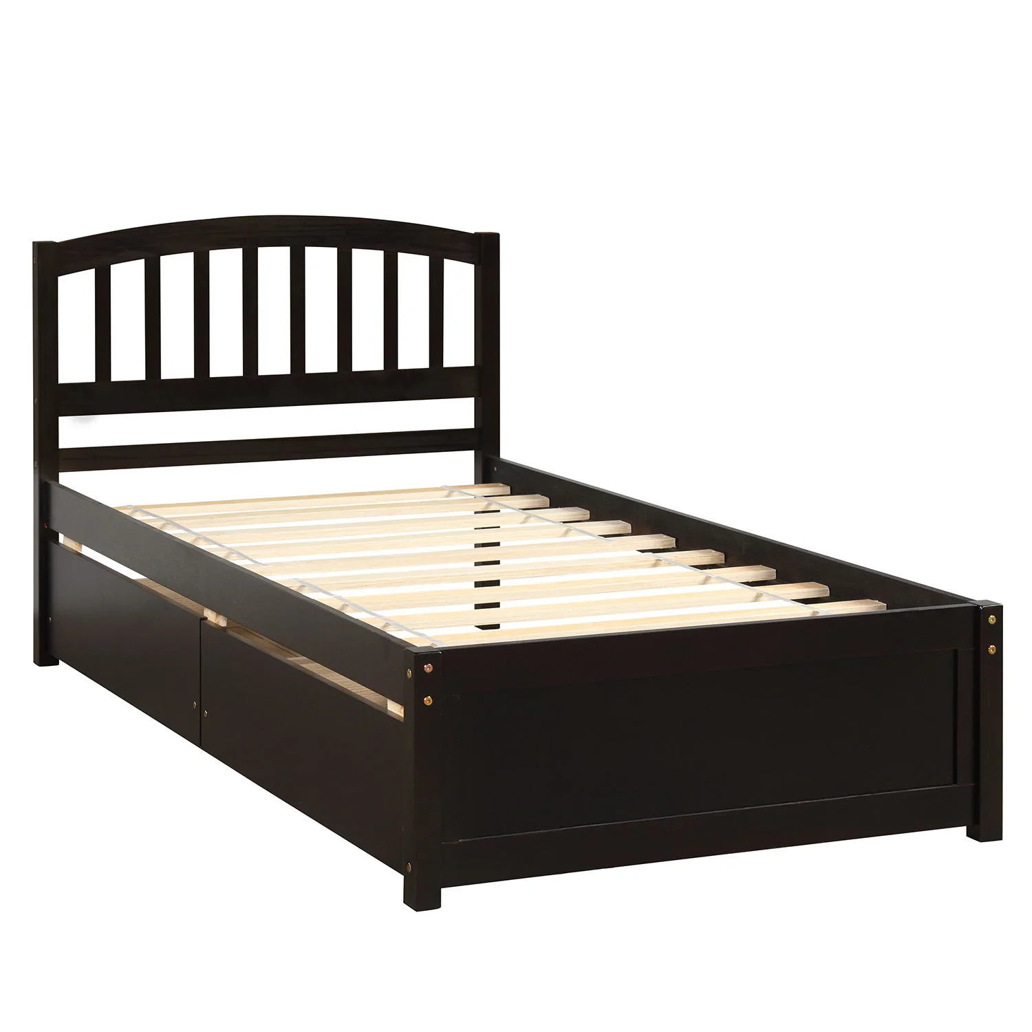 Platform Storage Bed Wood Bed Frame With Two Drawers And Headboard - Image 4