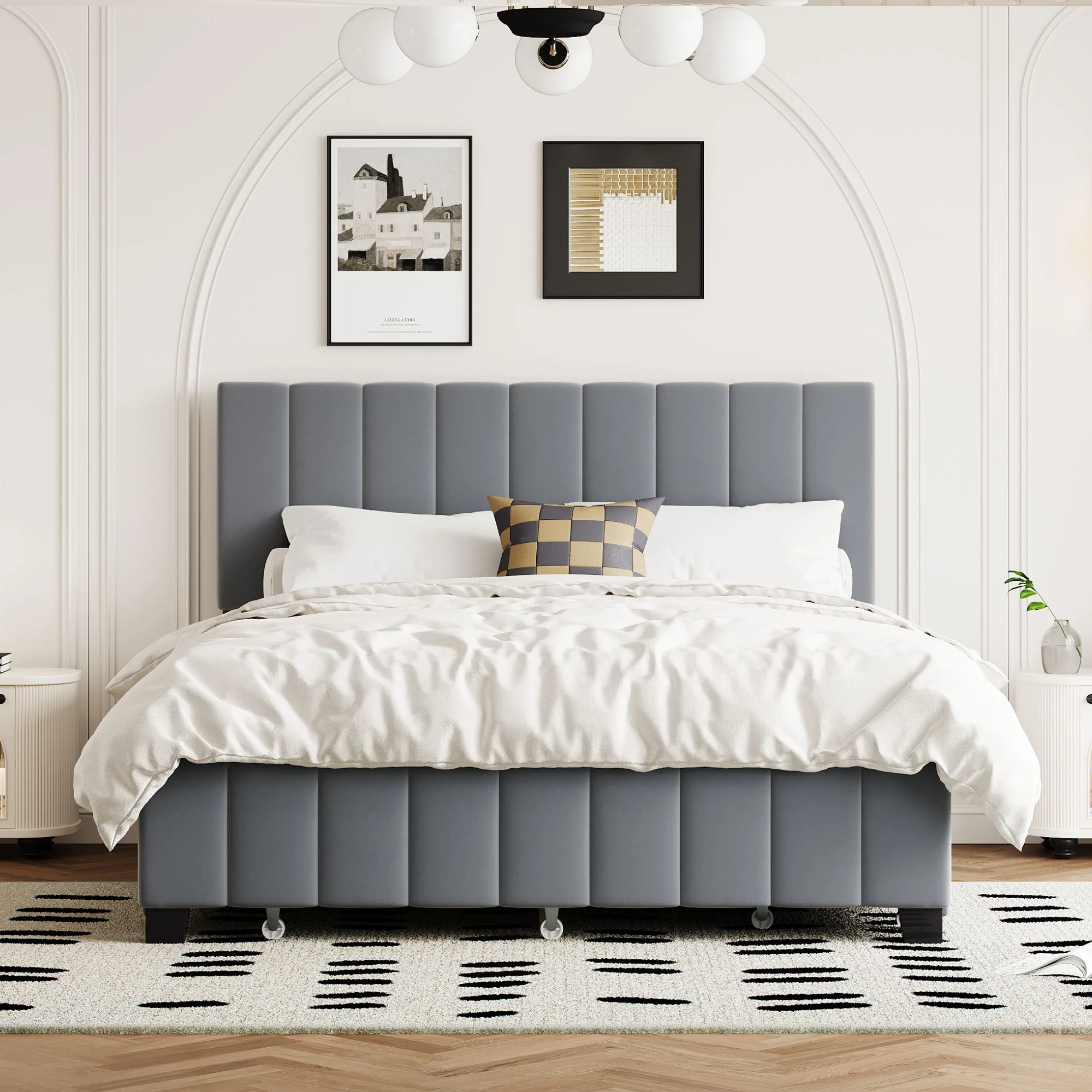 Platform UpholsteredBed With 2 Drawers And Twin Long Trundle - Image 6