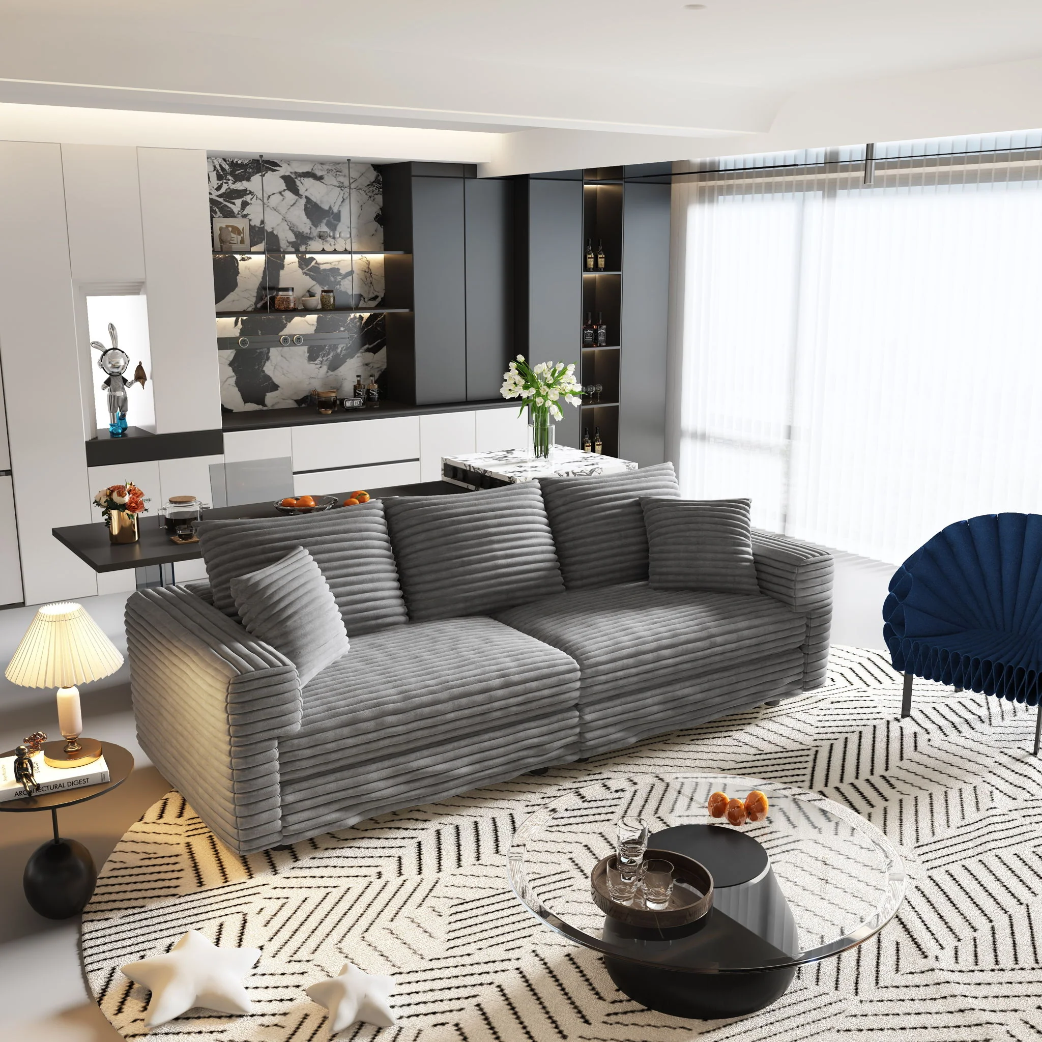 4 Seat Sofa, Modern Comfy Upholstered Sofa Cloud Couch, Deep Seat Couches With Soft Pillows - Image 12