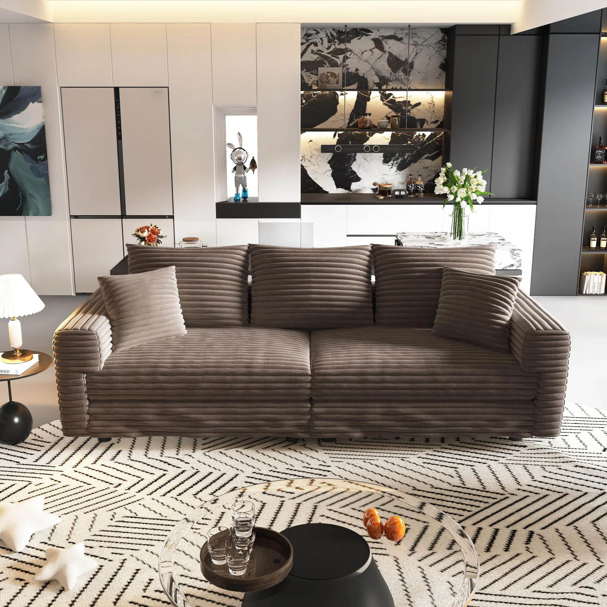 4 Seat Sofa, Modern Comfy Upholstered Sofa Cloud Couch, Deep Seat Couches With Soft Pillows - Image 22