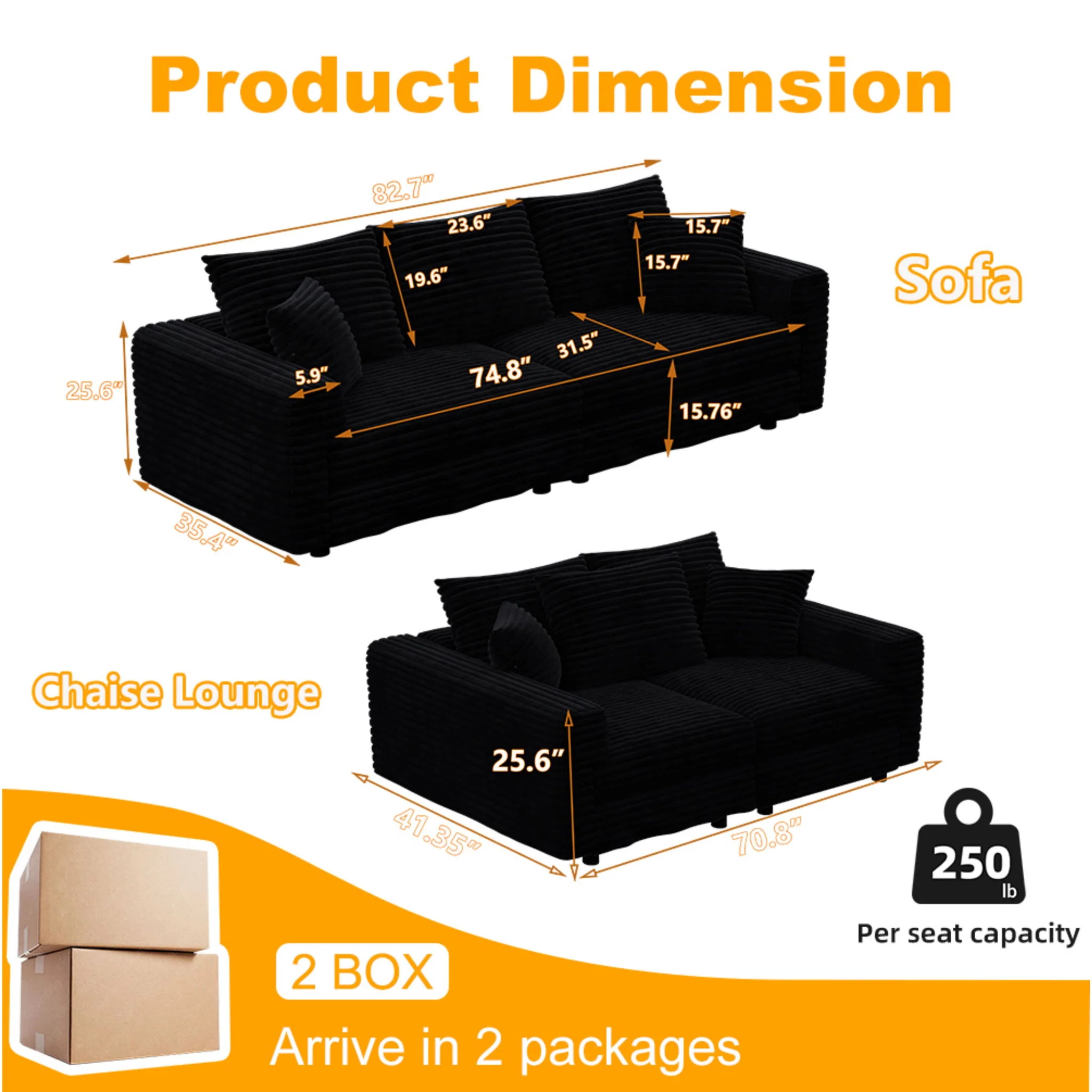 4 Seat Sofa, Modern Comfy Upholstered Sofa Cloud Couch, Deep Seat Couches With Soft Pillows - Image 26