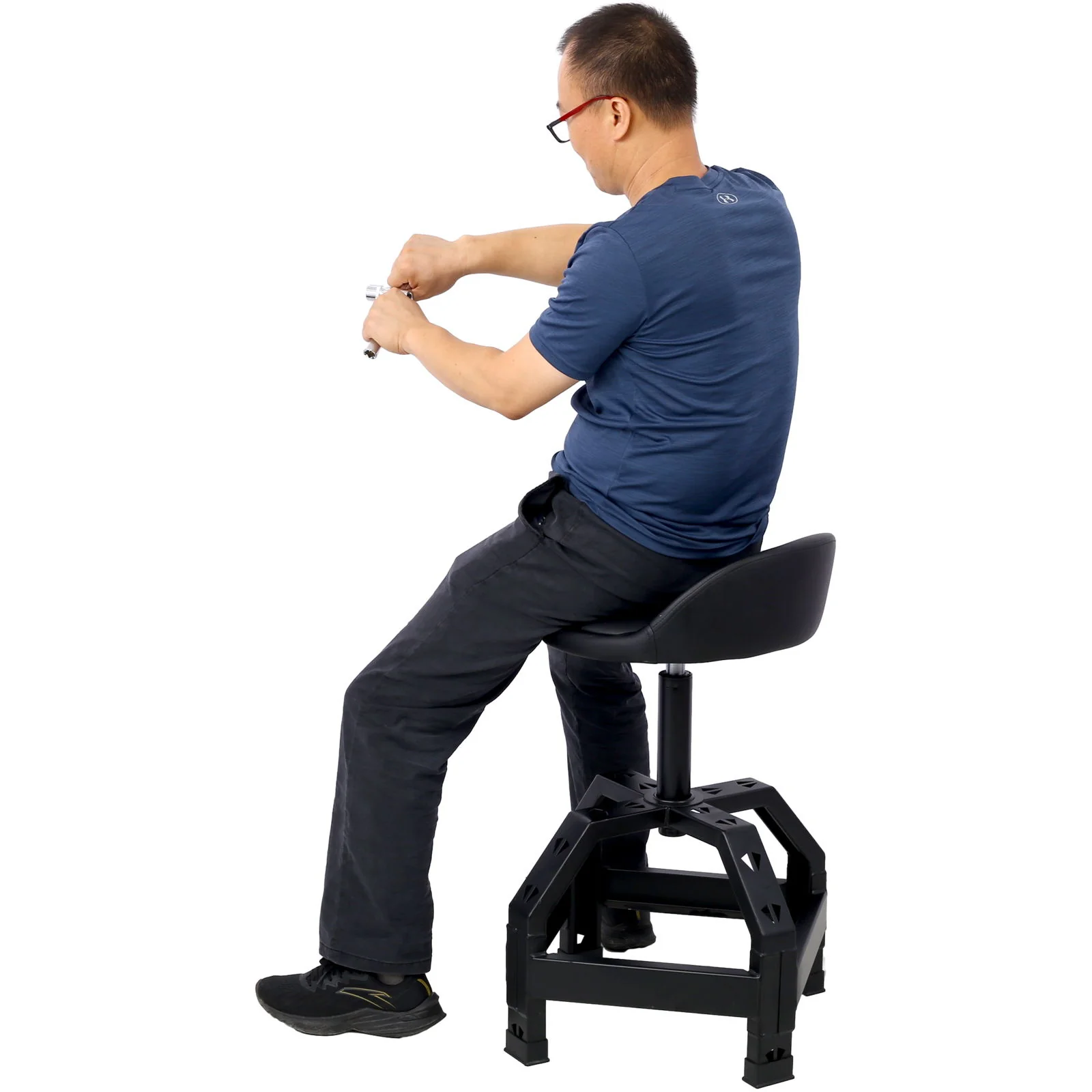 Pneumatic 360 Degree Swivel Stool, Mechanics Rolling Creeper Seat, Heavy Duty Mechanics Stool - Image 4