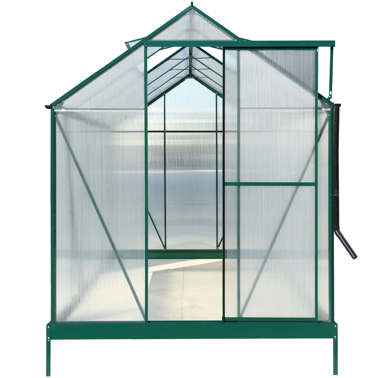 Polycarbonate house, Heavy Duty Outdoor Aluminum Walk-In House Kit With Rain Gutter, Vent And Door For Backyard Garden - Image 17