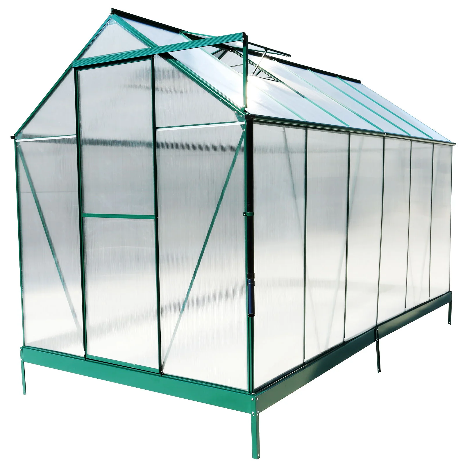 Polycarbonate house, Heavy Duty Outdoor Aluminum Walk-In House Kit With Rain Gutter, Vent And Door For Backyard Garden - Image 24