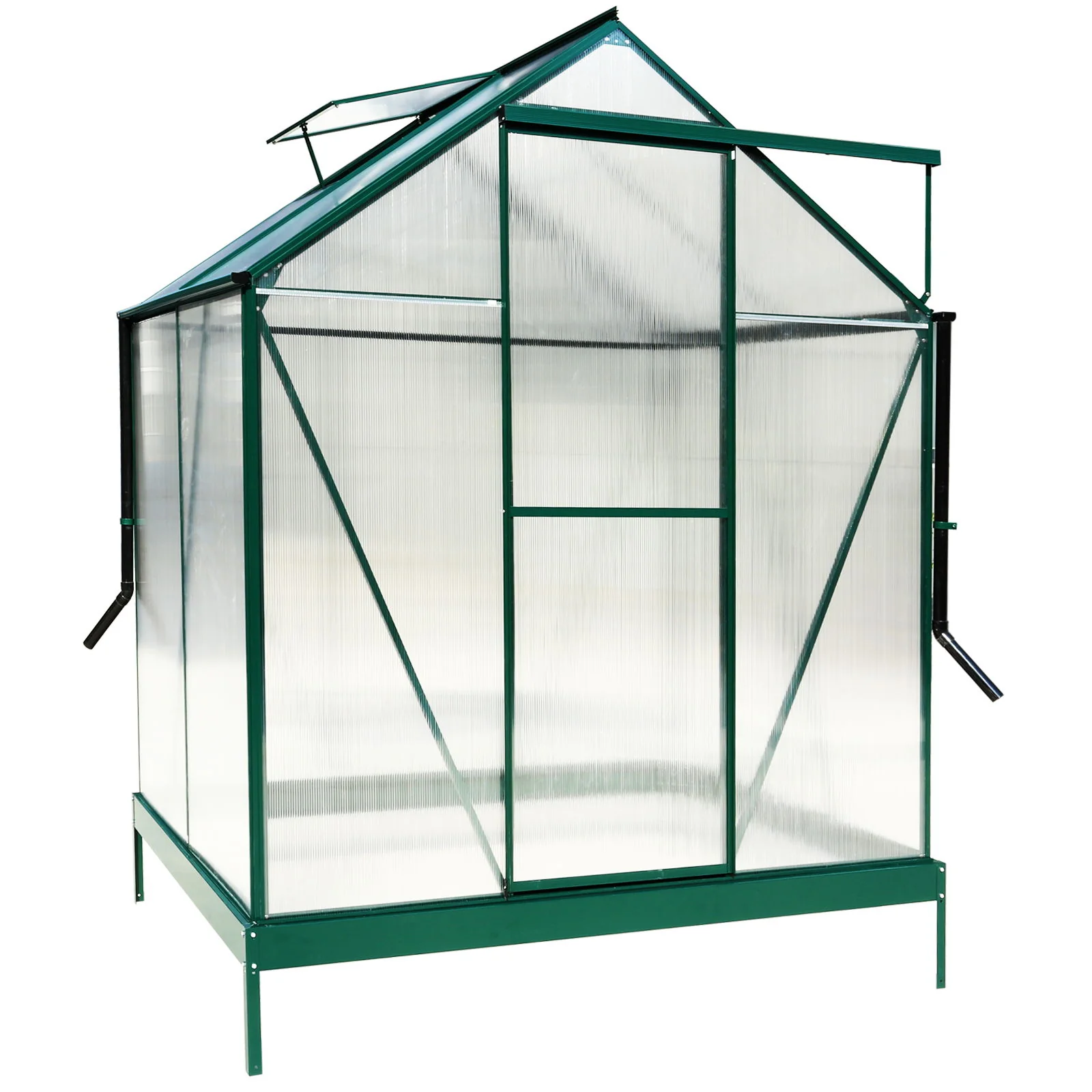 Polycarbonate house, Heavy Duty Outdoor Aluminum Walk-In House Kit With Rain Gutter, Vent And Door For Backyard Garden - Image 4