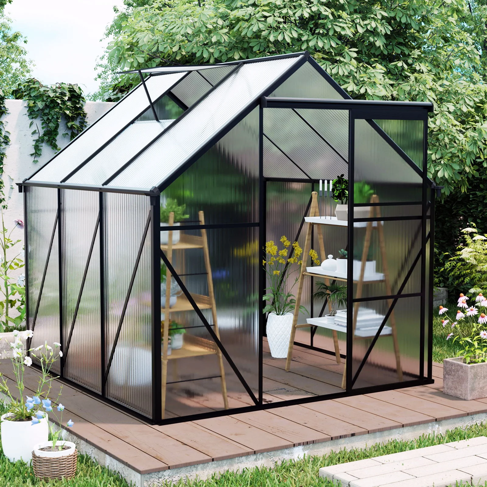 Polycarbonate house Raised Base And Anchor Aluminum Heavy Duty Walk-In houses For Outdoor Backyard In All Season - Image 26