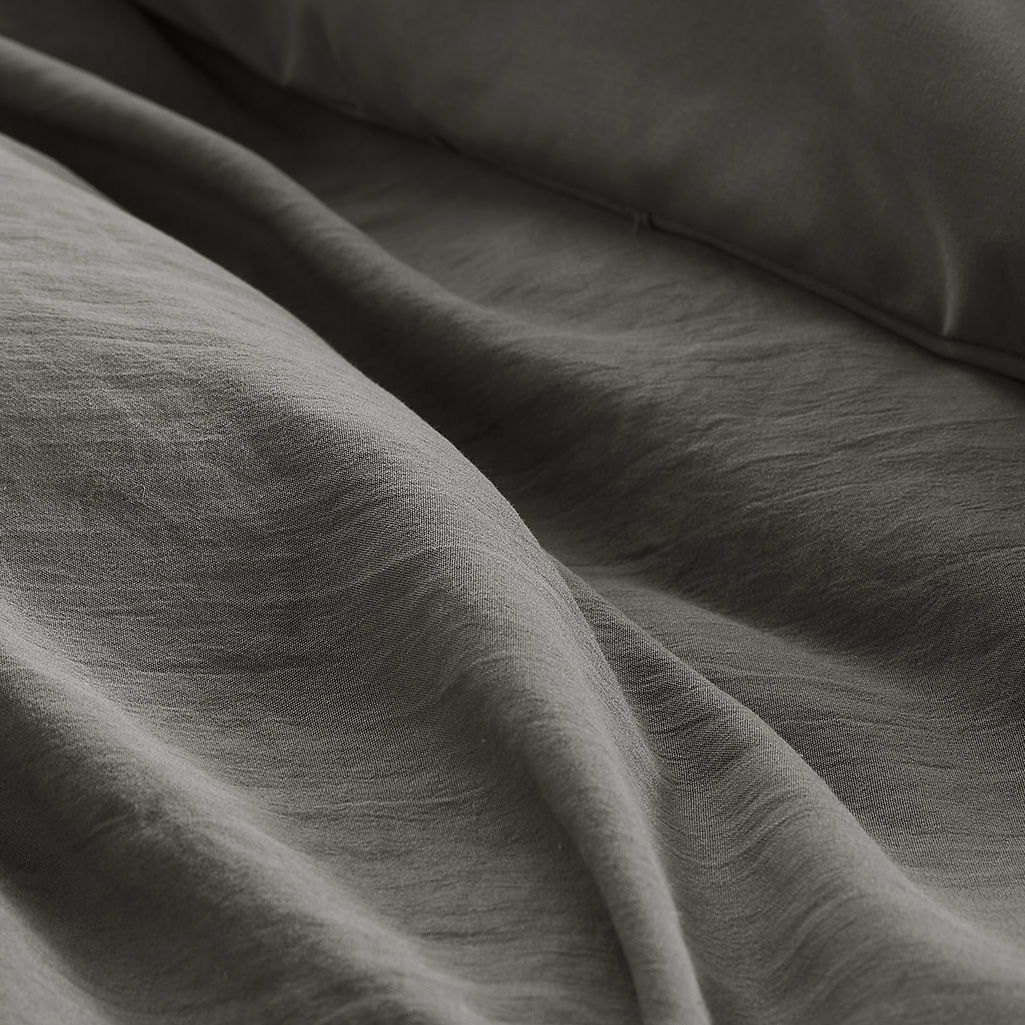 Porter - Full Soft Washed Pleated Duvet Cover Set - Gray - Image 4