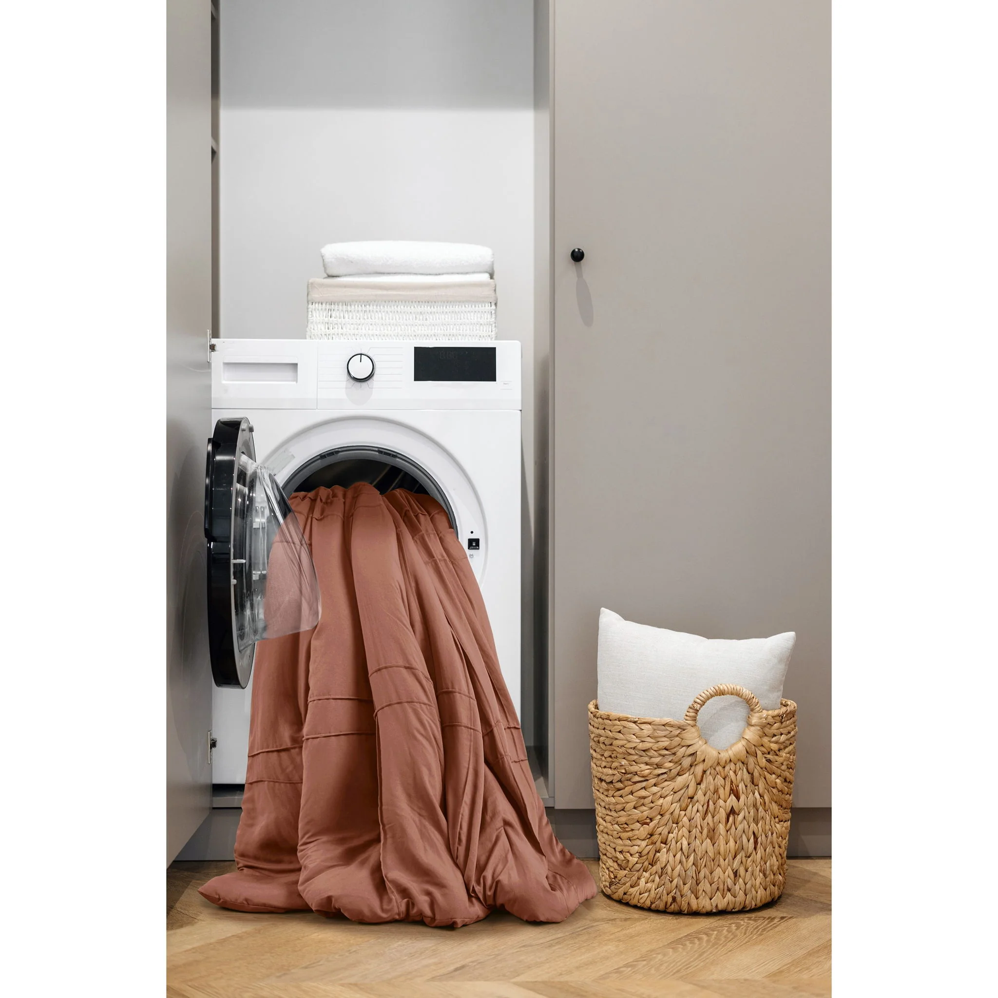 Porter - Queen Soft Washed Pleated Comforter Set - Clay - Image 4