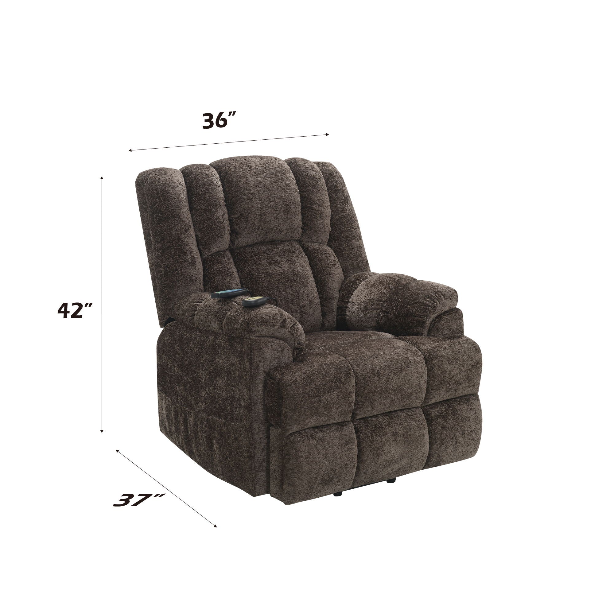 Power Motion Recliner With Lift Heating Massage Function - Brown - Image 4