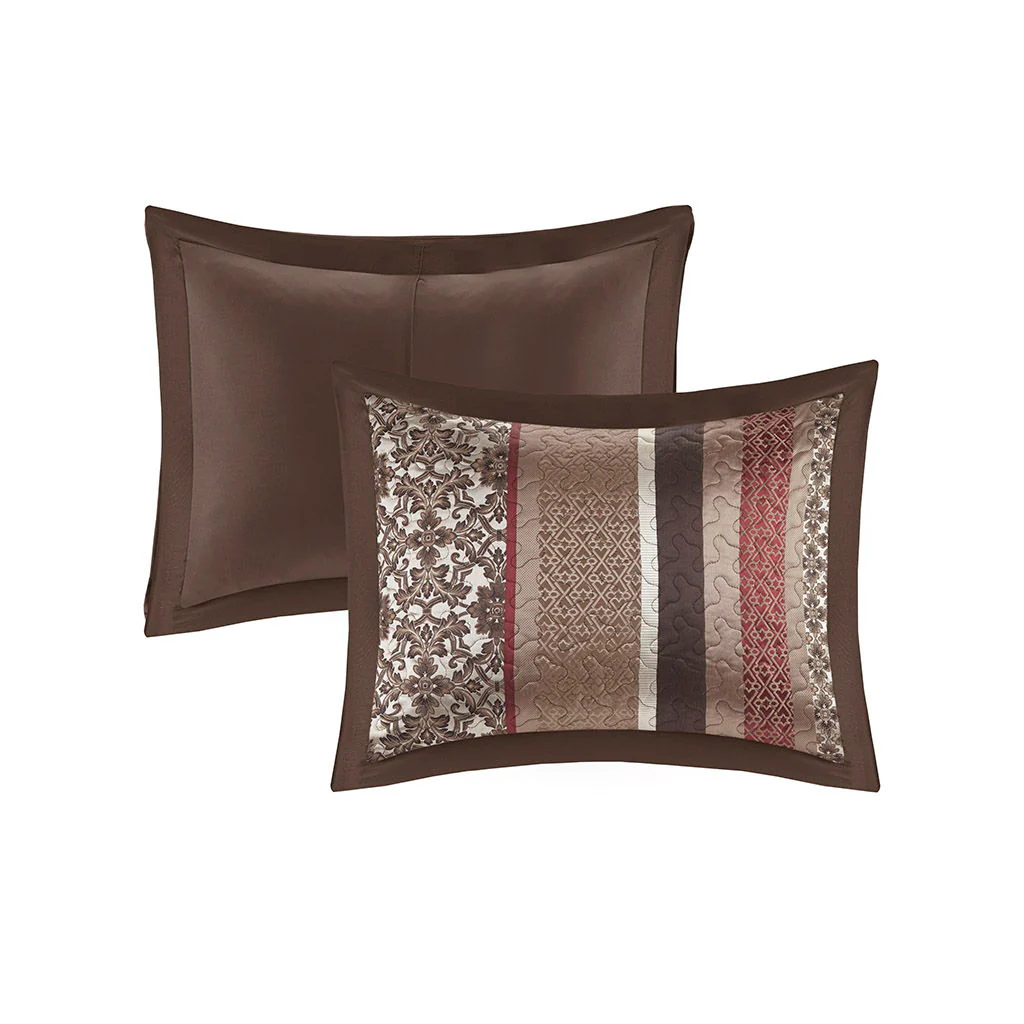 Princeton - Queen 5 Piece Reversible Bedspread Set - Red - Image 2