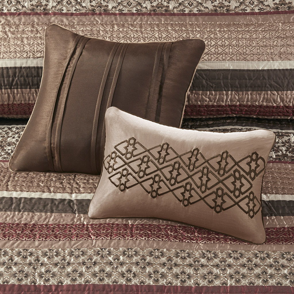 Princeton - Reversible Coverletr (Set of 5) - Red - Image 2