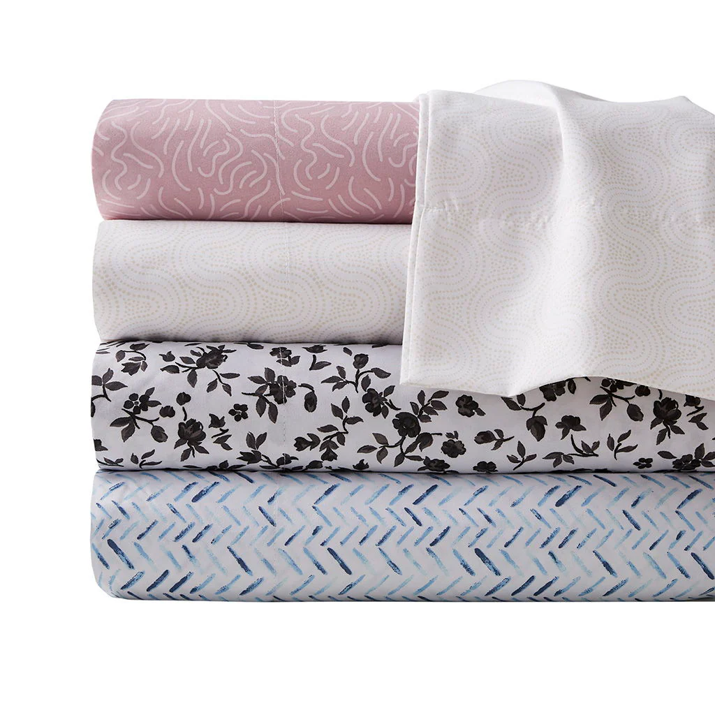 Printed Microfiber - Sheet Set - Blush Waves - Image 3