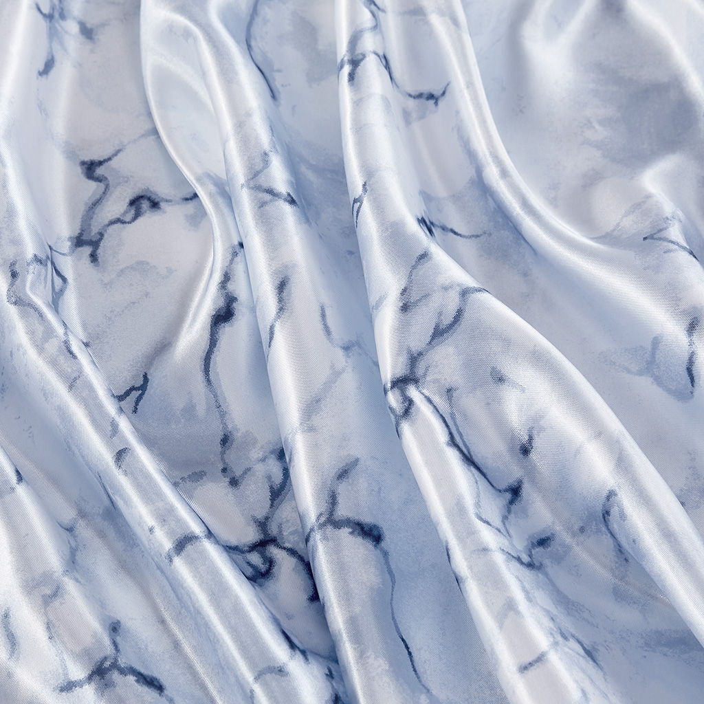 Printed Satin - Queen Sheet Set - Blue Marble - Image 3